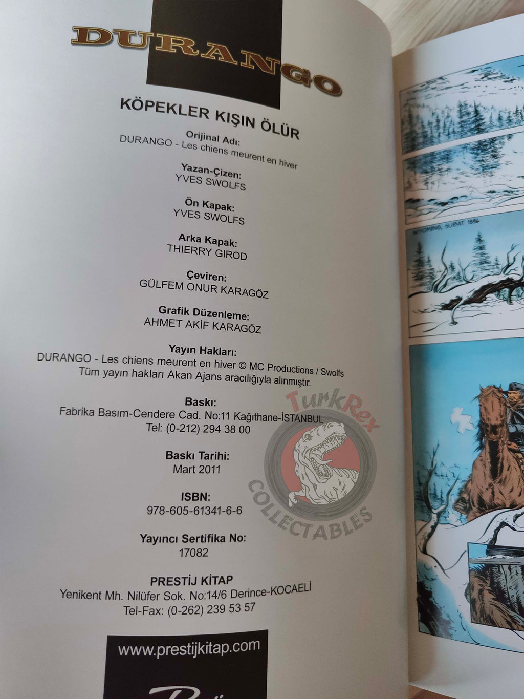 Durango #1 Les Chiens Meurent En Hiver Turkish Comic Turkey Yves Swolfs