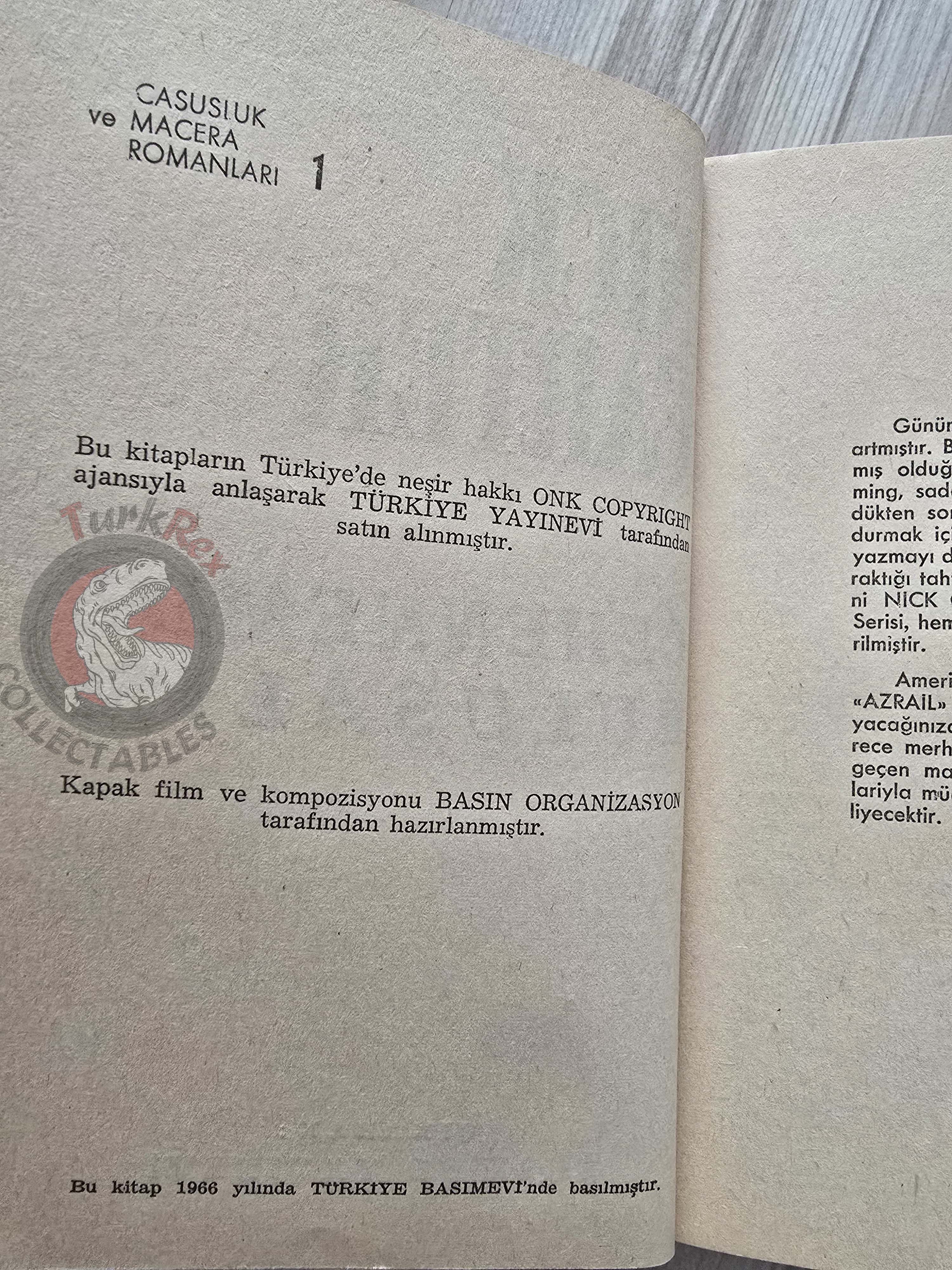 Nick Carter – Killmaster 1966 1st Turkish Book Turkey