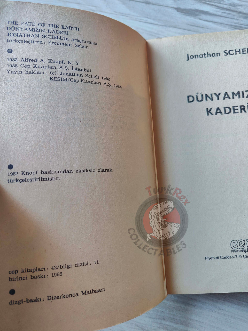 Jonathan Schell – The Fate of the Earth 1985 1st Turkish Book Turkey