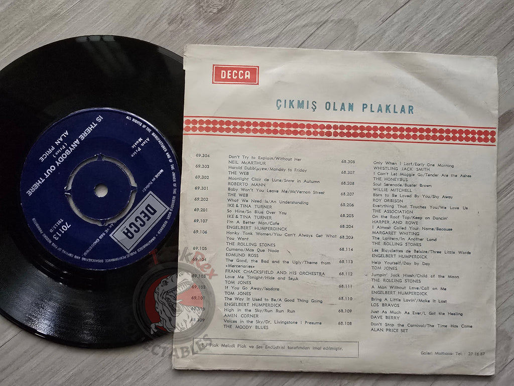 Alan Price – Sunshine & Rain 7" Turkish Pressing Vinyl Turkey Edition