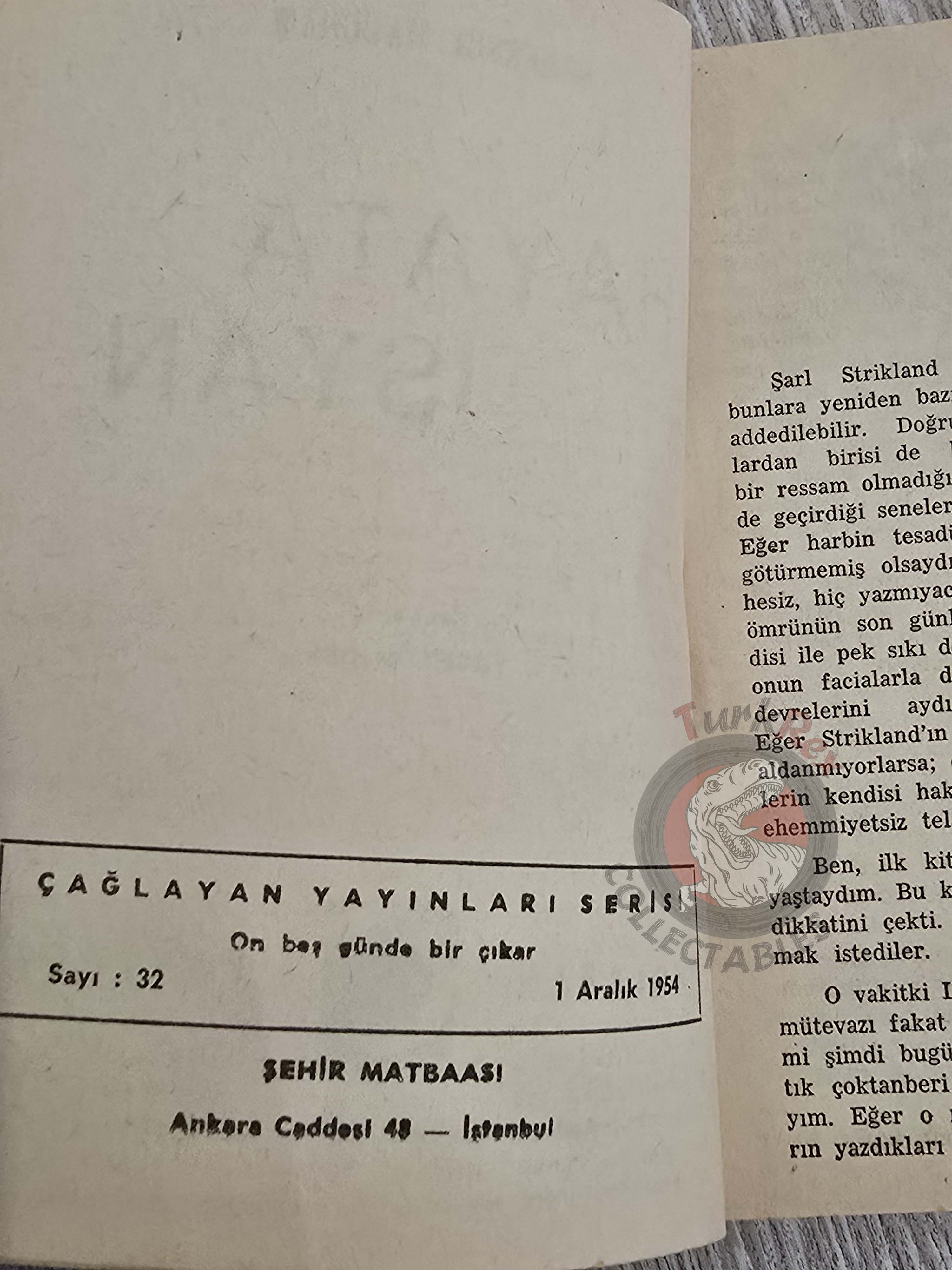 Somerset Maugham – The Moon and Sixpence 1954 1st Turkish Book Turkey