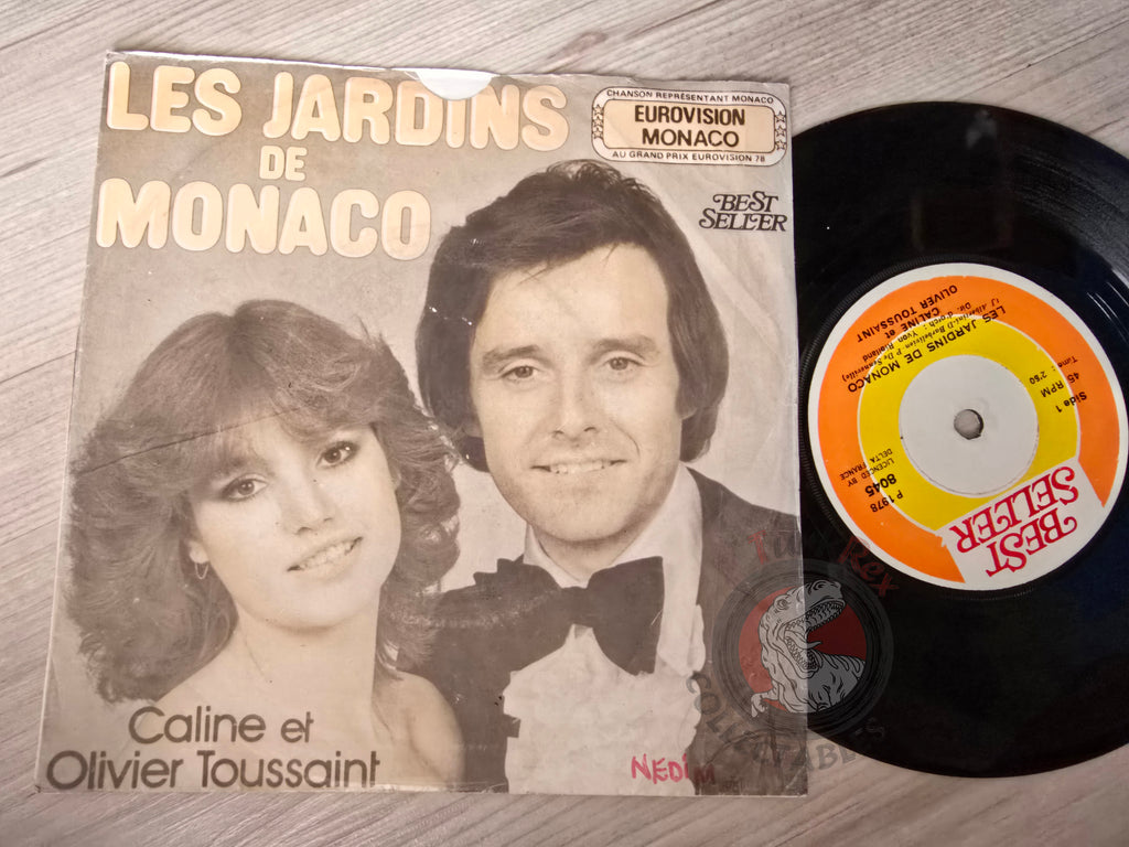 Caline & Olivier Toussaint – Dans Les Jardins De Monaco 7" Turkish Pressing Vinyl Turkey Edition Eurovision