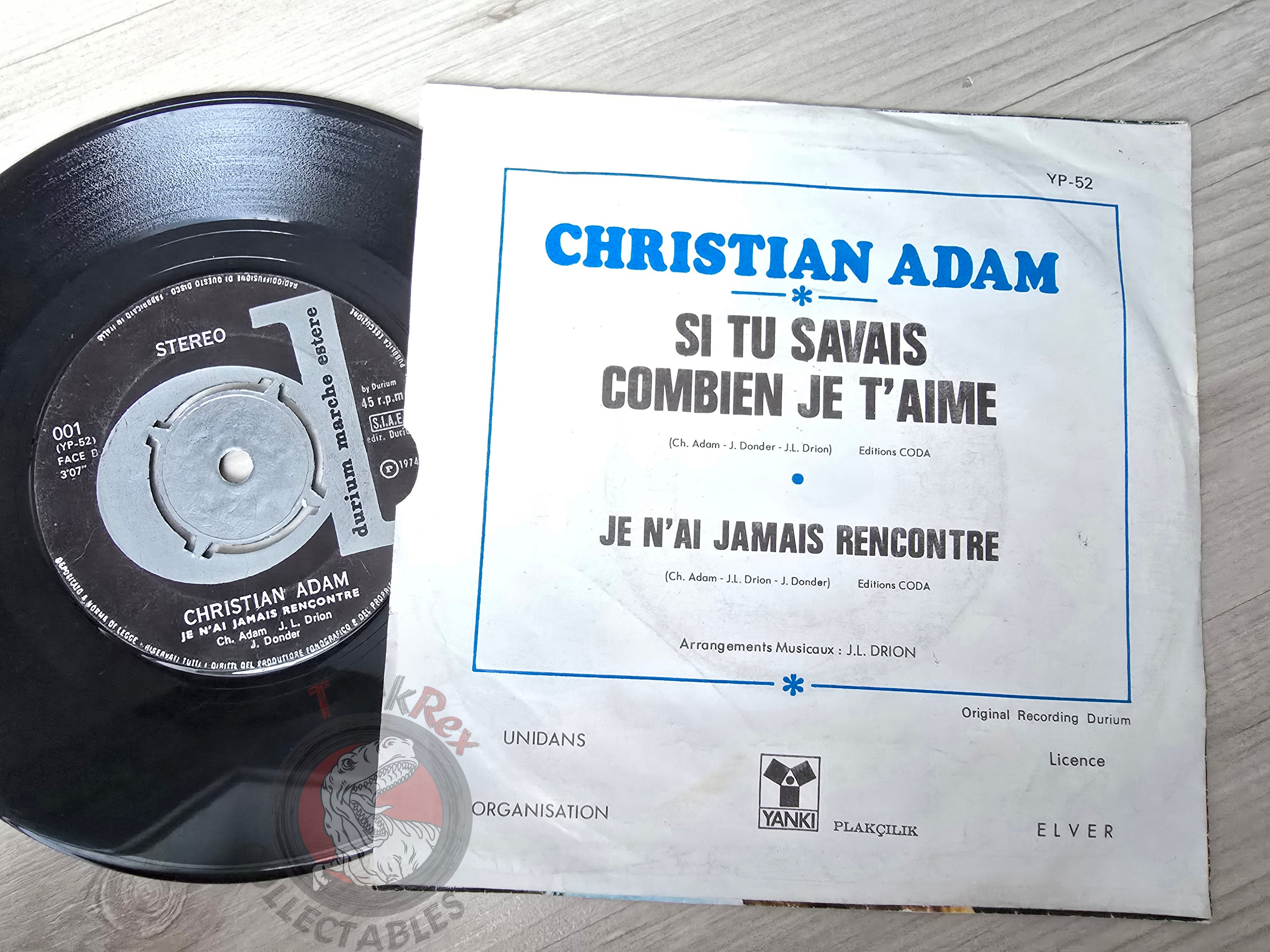 Christian Adam – Si Tu Savais Combien Je T'aime 7" Turkish Pressing Vinyl Turkey Edition