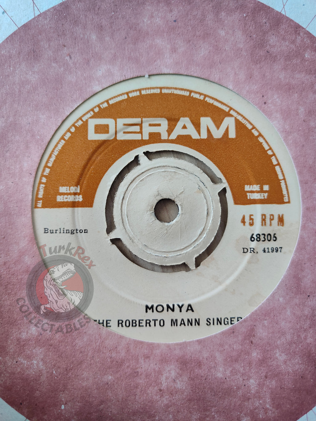 The Roberto Mann Singers – Monya 7" Turkish Pressing Vinyl Turkey Edition 2