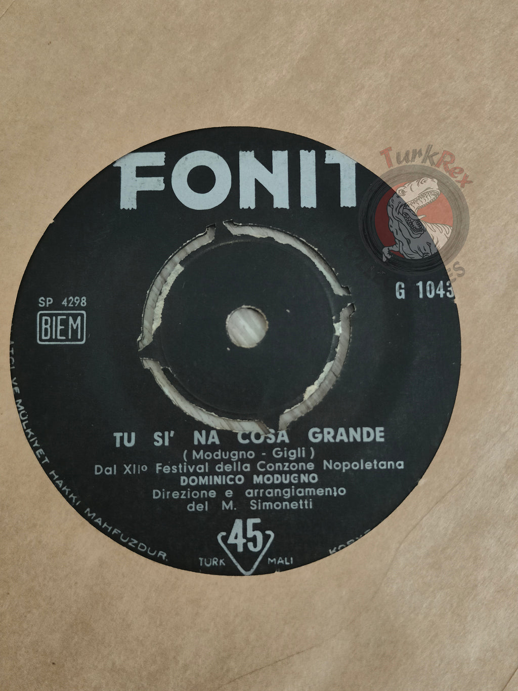 Domenico Modugno – Tu Si 'Na Cosa Grande 7" Turkish Pressing Vinyl Turkey Edition