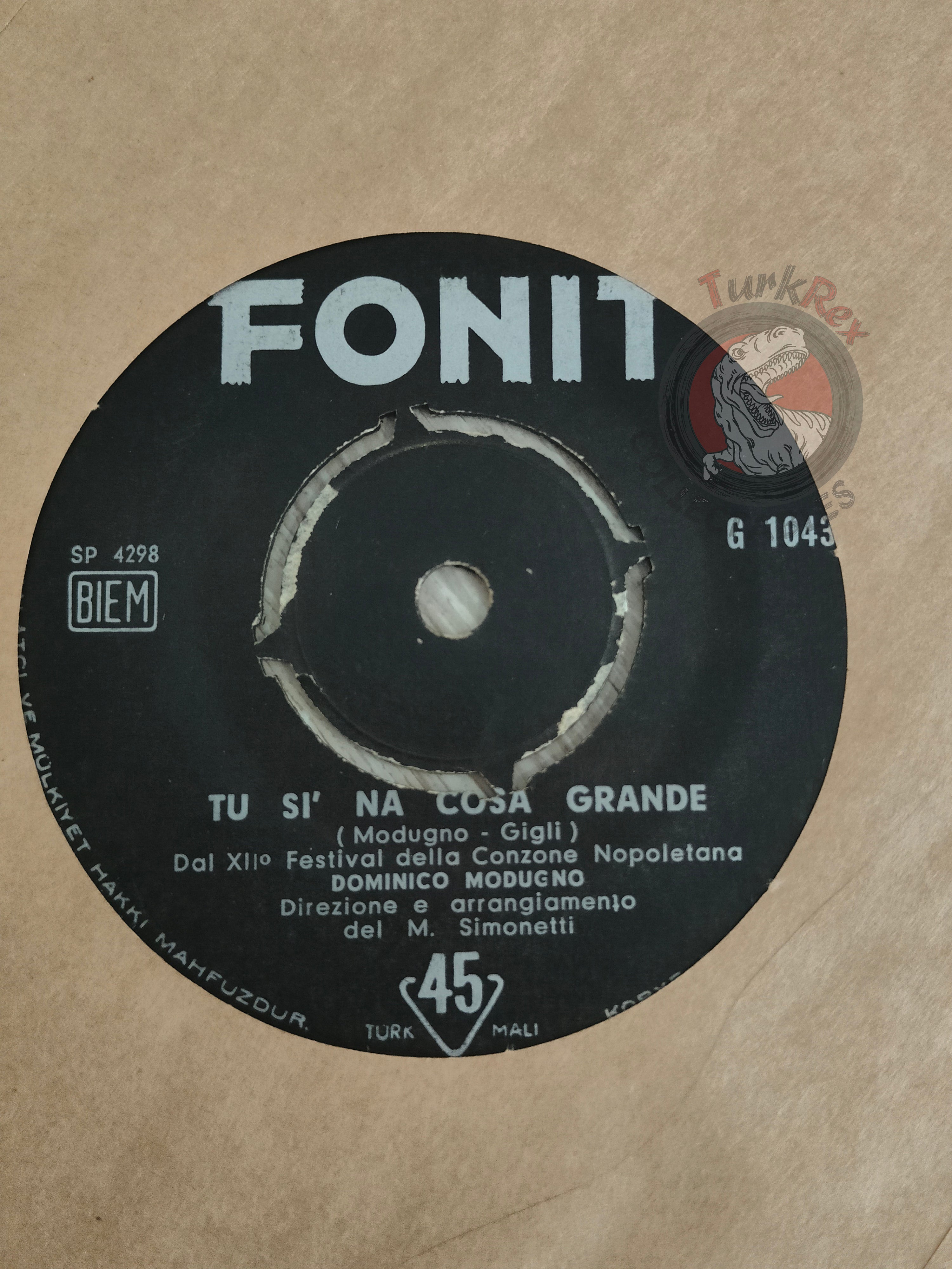 Domenico Modugno – Tu Si 'Na Cosa Grande 7" Turkish Pressing Vinyl Turkey Edition