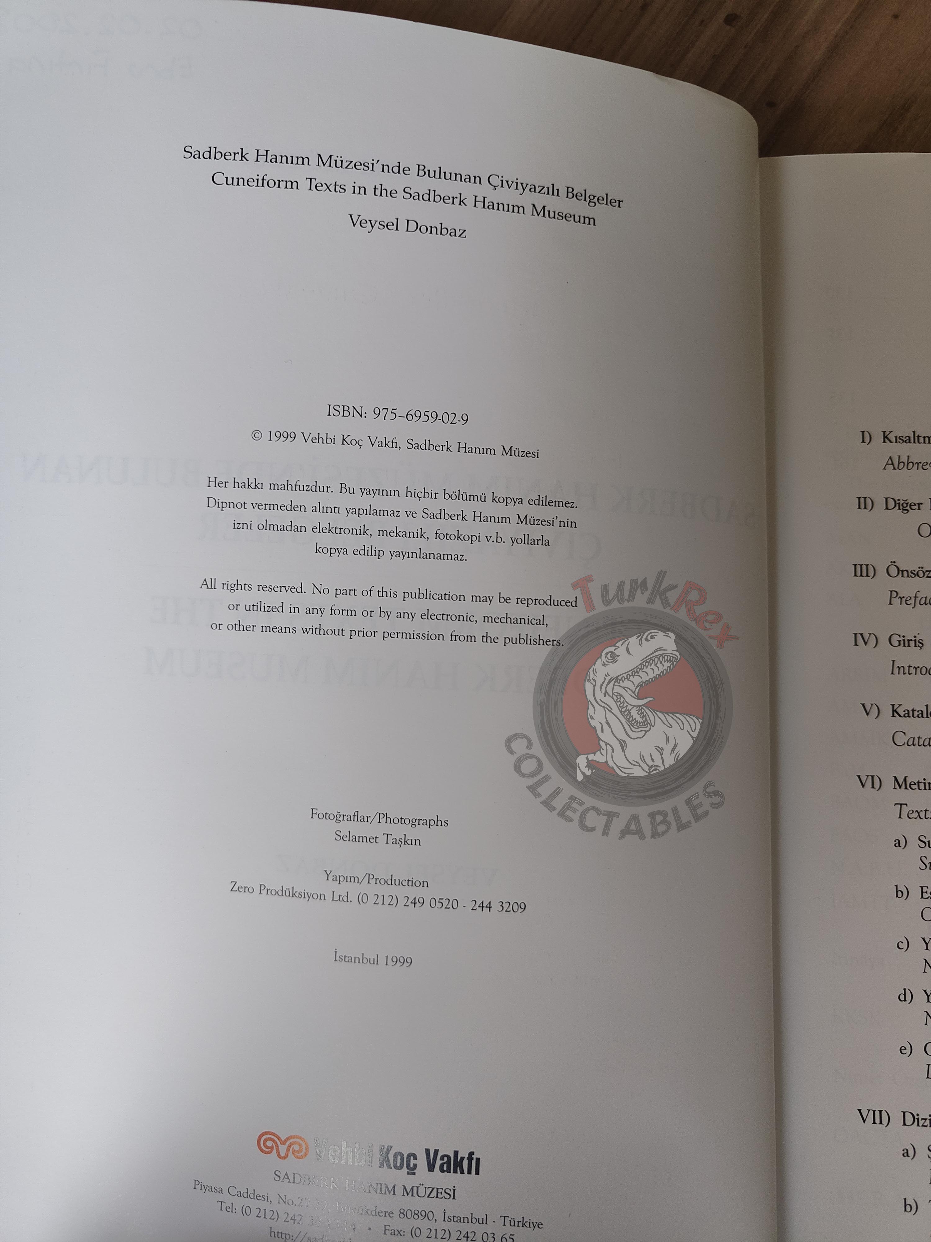 Cuneiform Texts in the Sadberk Hanım Museum 1999 Turkish Book Turkey Assyriology Hittitology