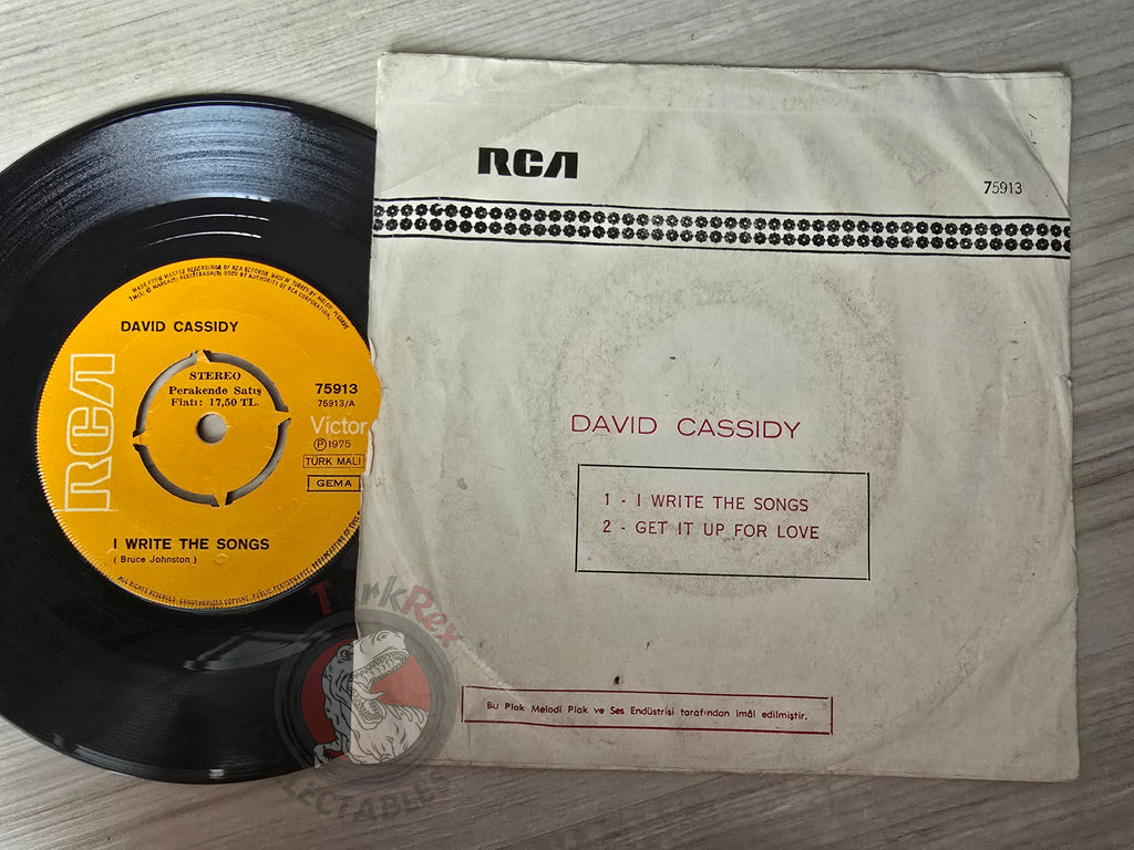 David Cassidy – I Write The Songs / Get It Up For Love 7" Turkish Pressing Vinyl Turkey Edition