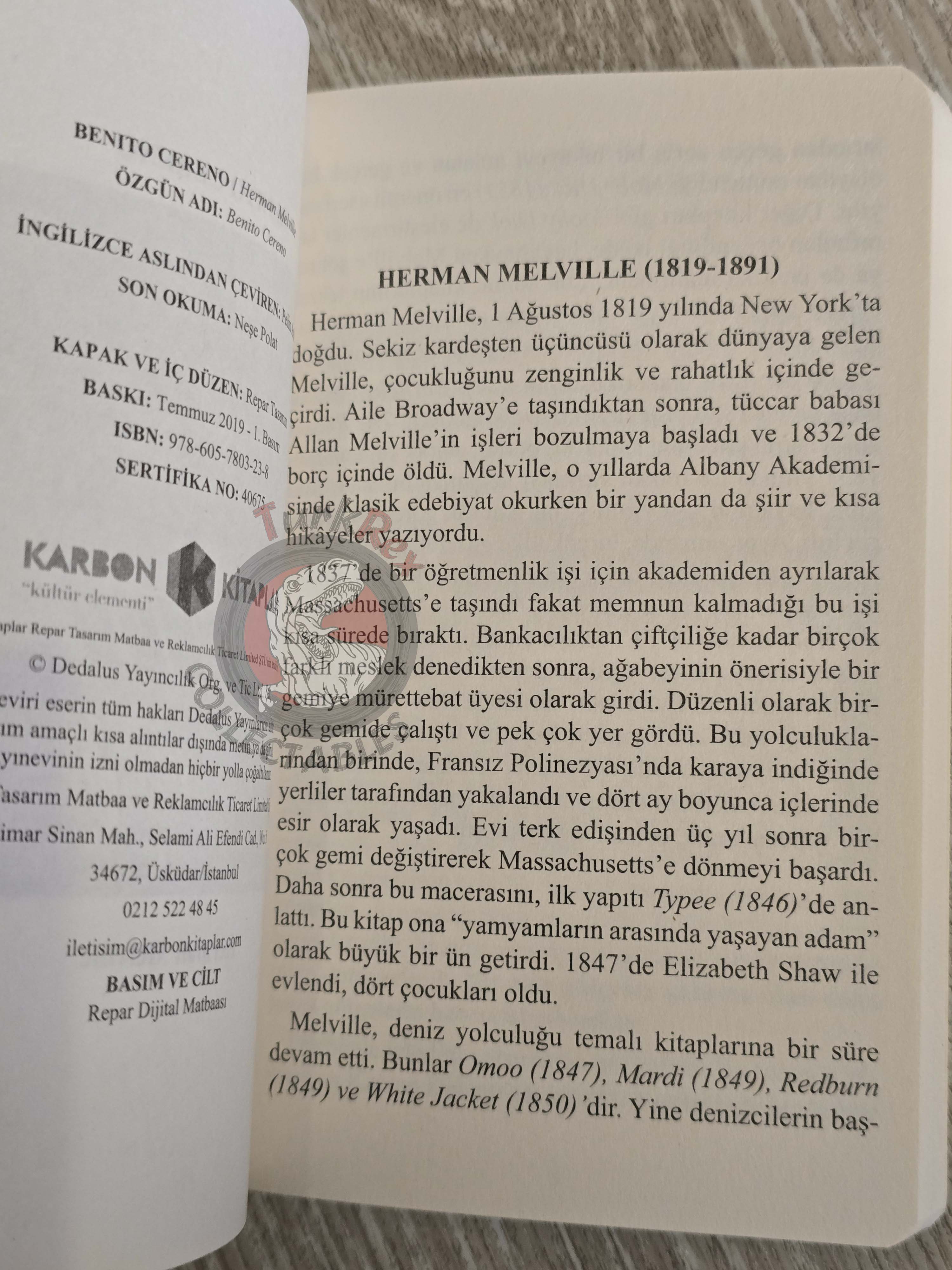 Herman Melville – Benito Cereno 2019 Turkish Book Turkey