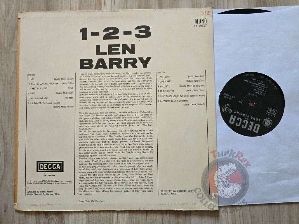 Len Barry – 1-2-3 Turkish Pressing Vinyl Turkey Edition