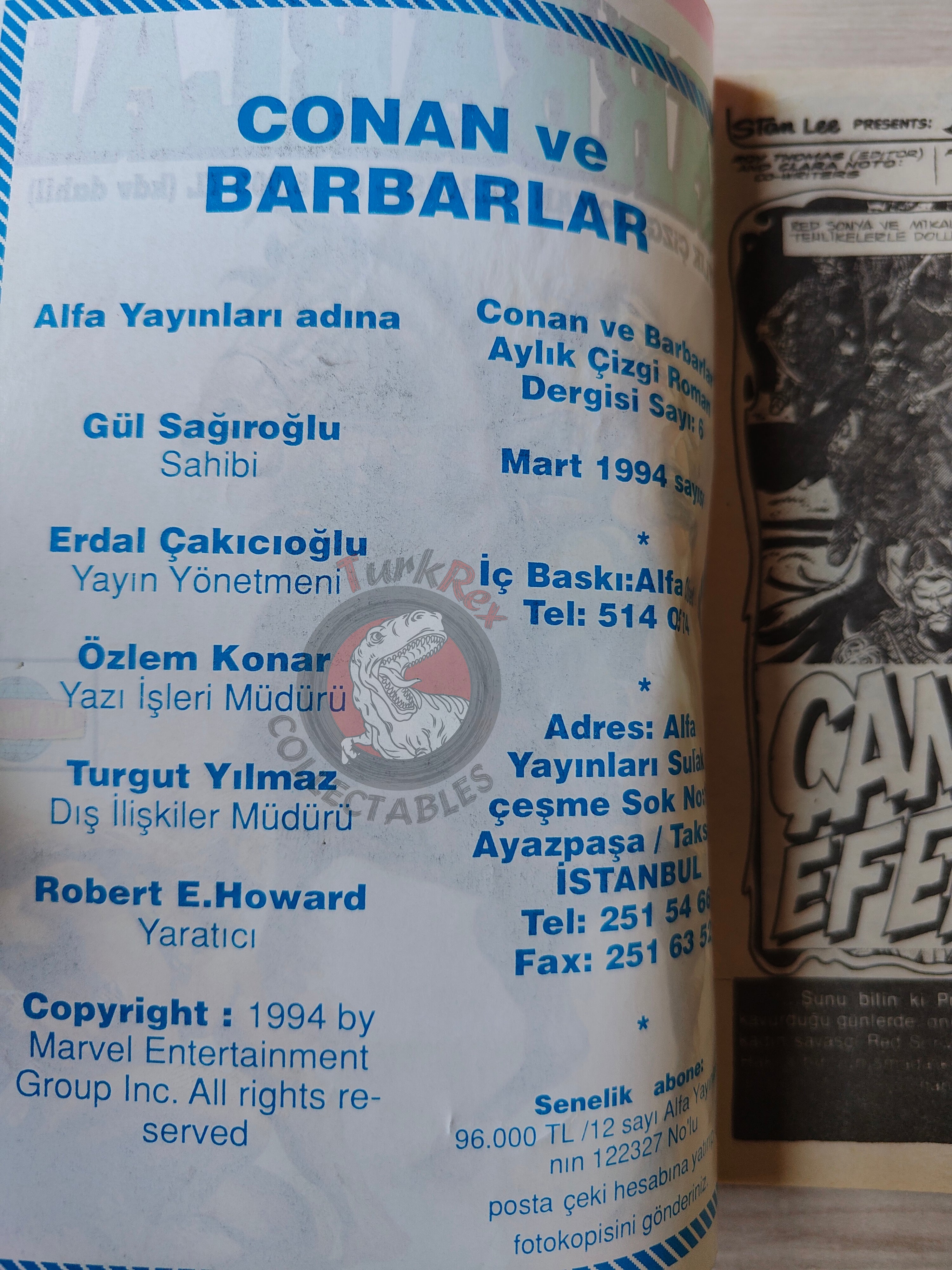 Conan ve Barbarlar #6 1994 Red Sonja & King Kull Turkish Comic Turkey