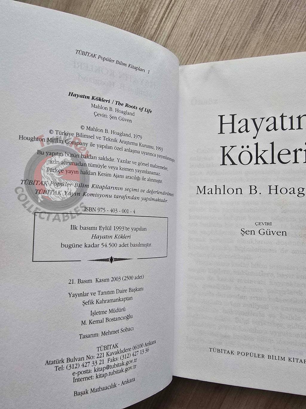 Mahlon B. Hoagland – The Roots Of Life 2003 Turkish Book Turkey
