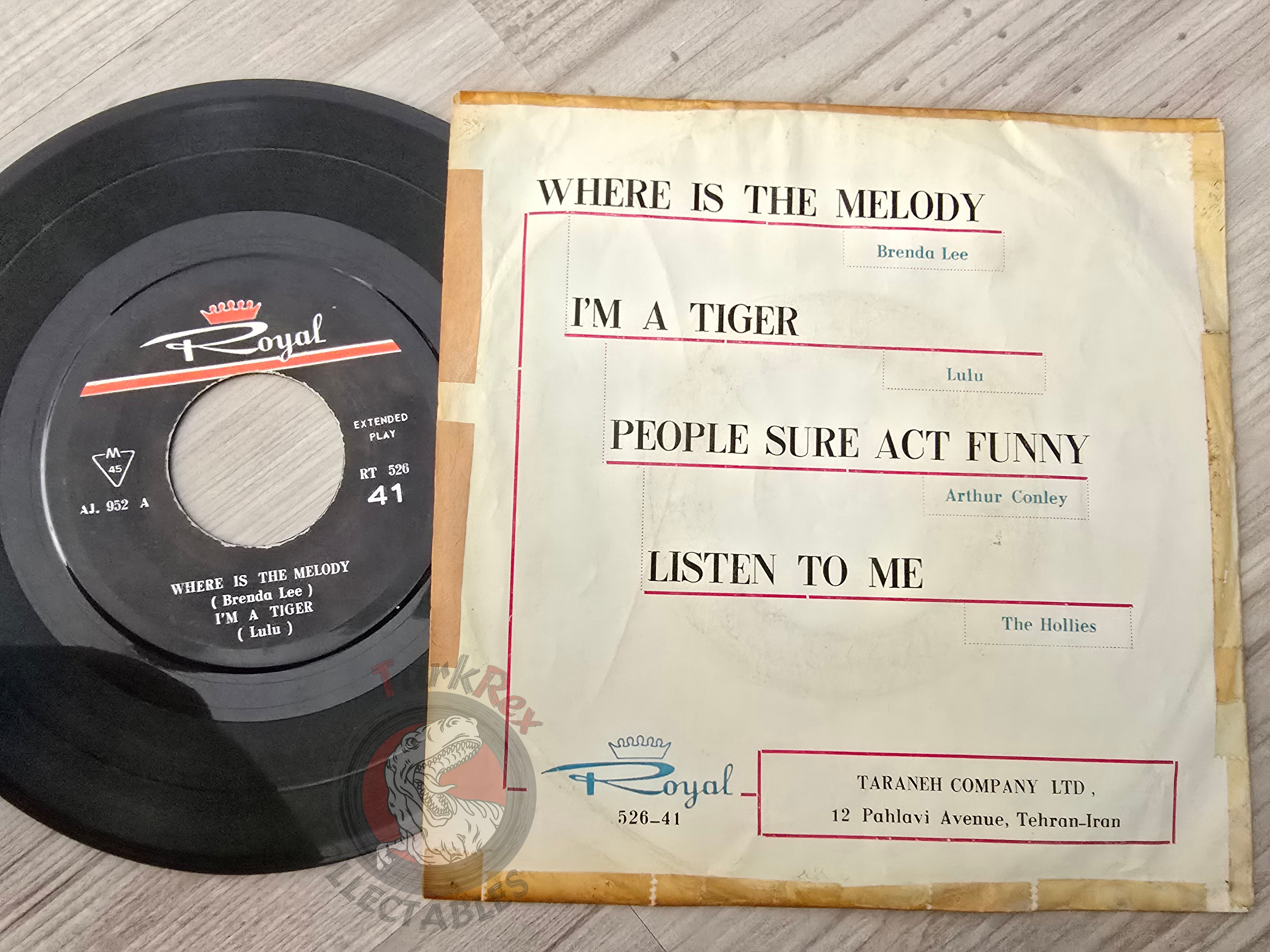 The Hollies / Brenda Lee / Lulu / Arthur Conley  7" Iran Pressing Vinyl Iranian Edition