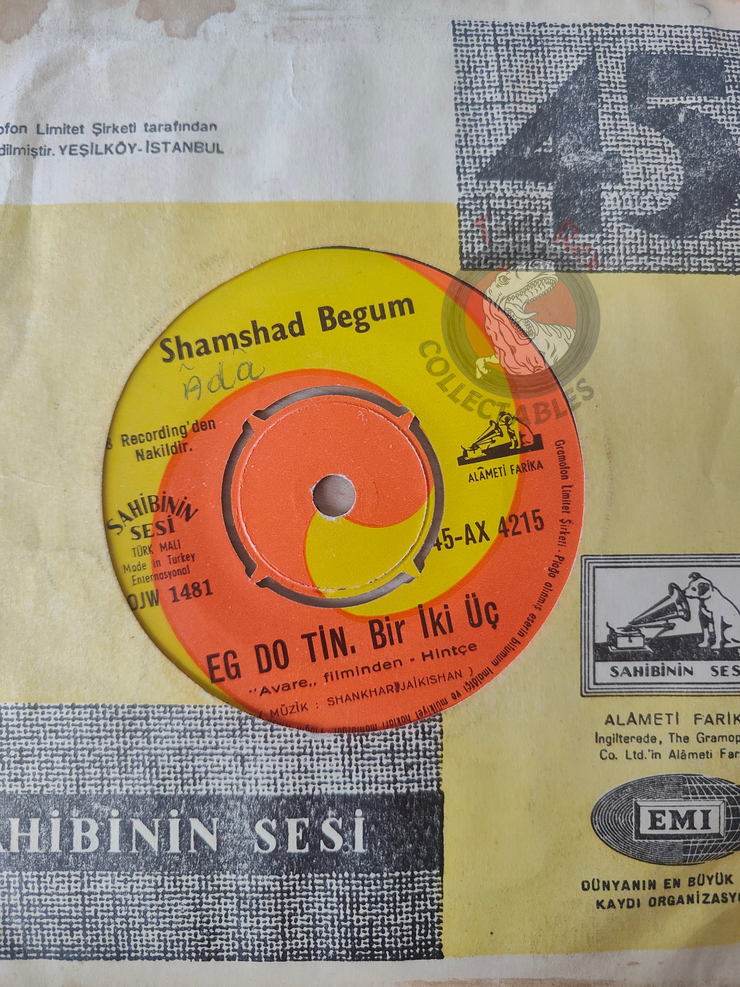Lata Mangeshkar & Shamshad Begum - Eg Do Tin 7" Turkish Pressing Vinyl Turkey Edition