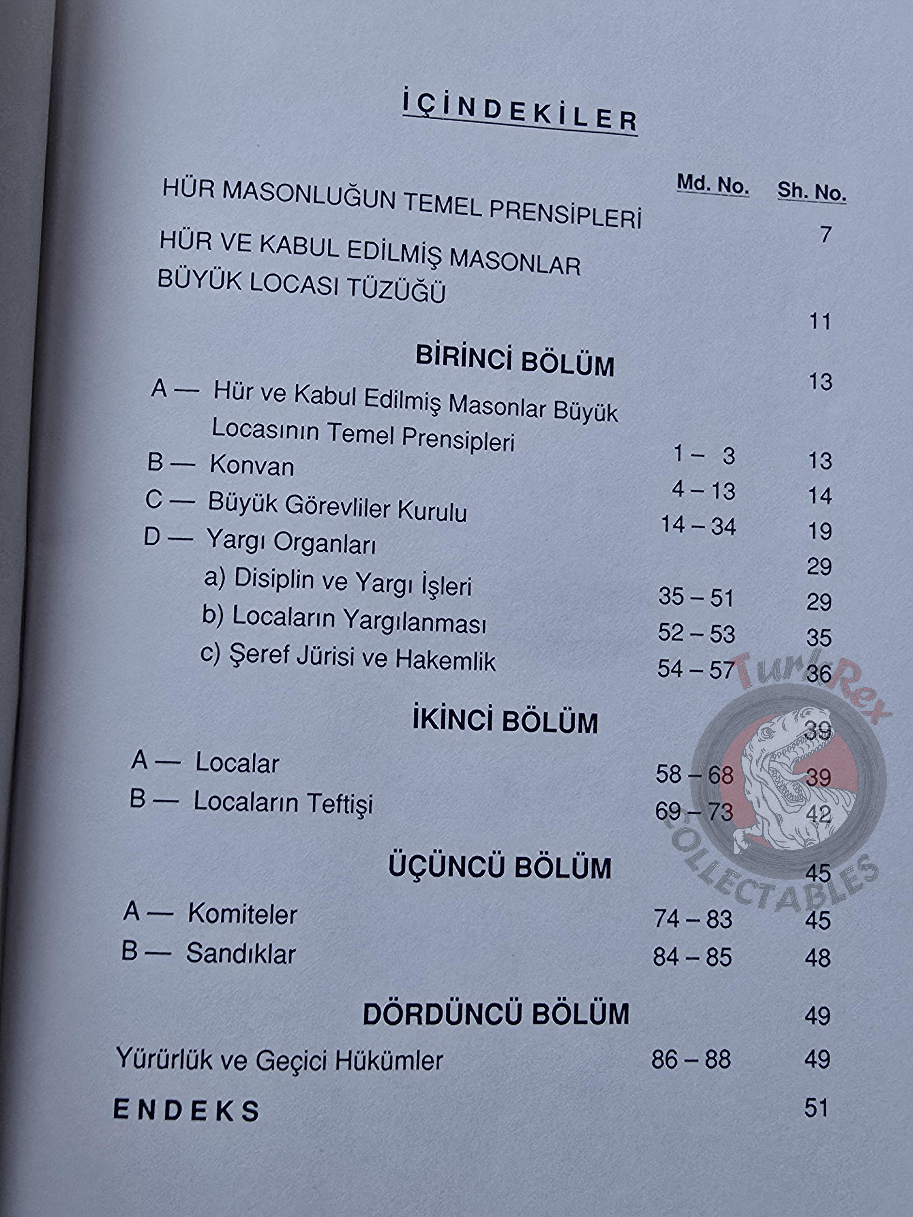 Basic Principles of Freemasonry and Constitution of the Grand Lodge 2006 Masonic Masons Turkish Turkey