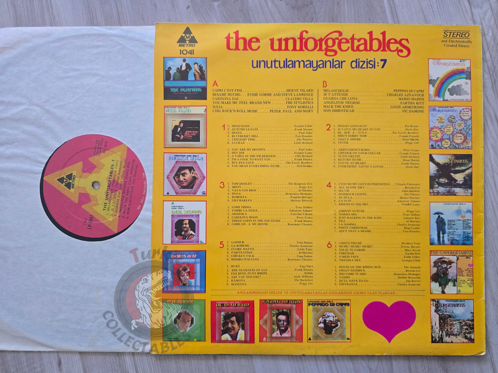 Various – The Unforgetables 7 Turkish Pressing Vinyl Turkey Edition