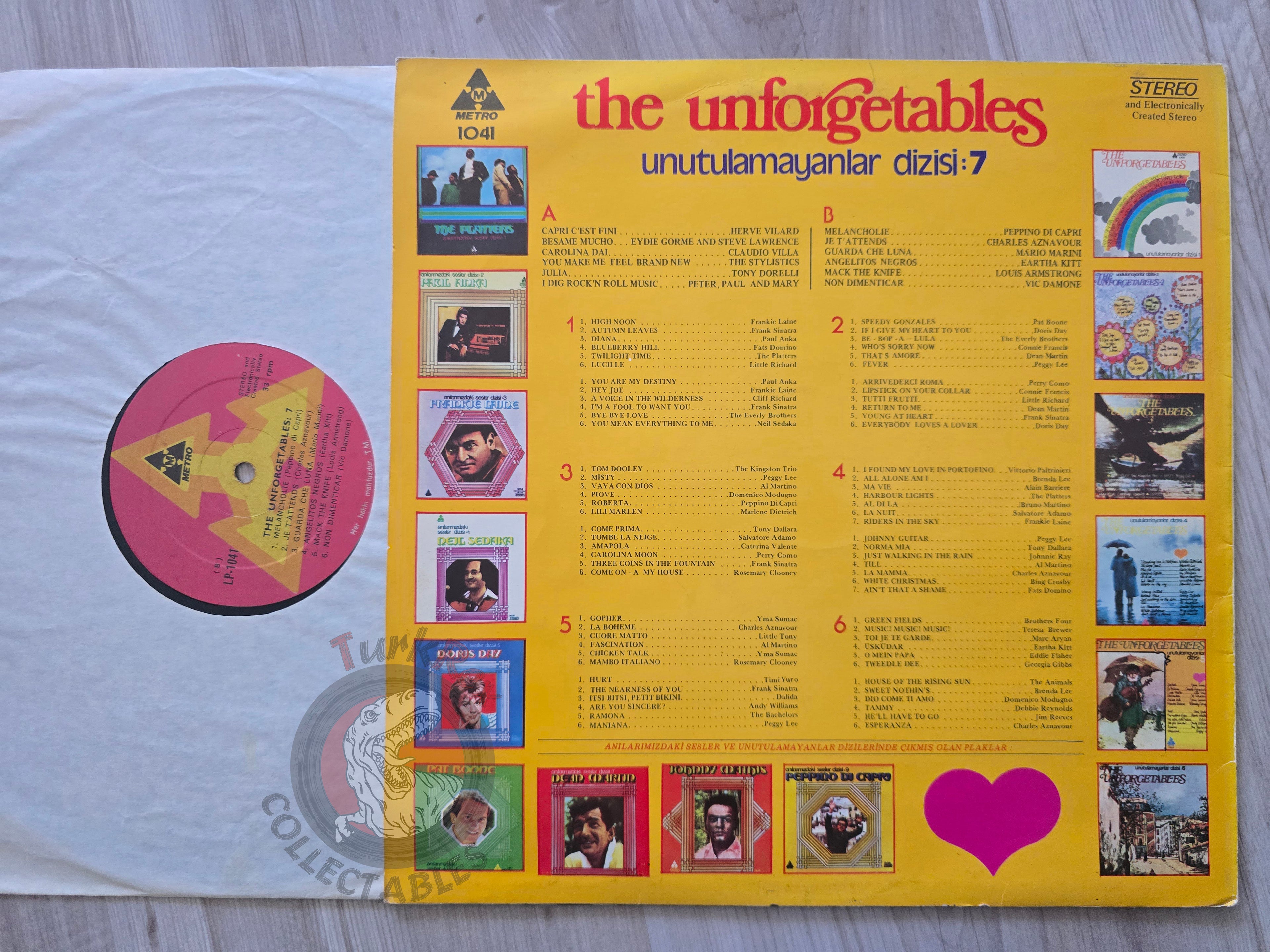 Various – The Unforgetables 7 Turkish Pressing Vinyl Turkey Edition