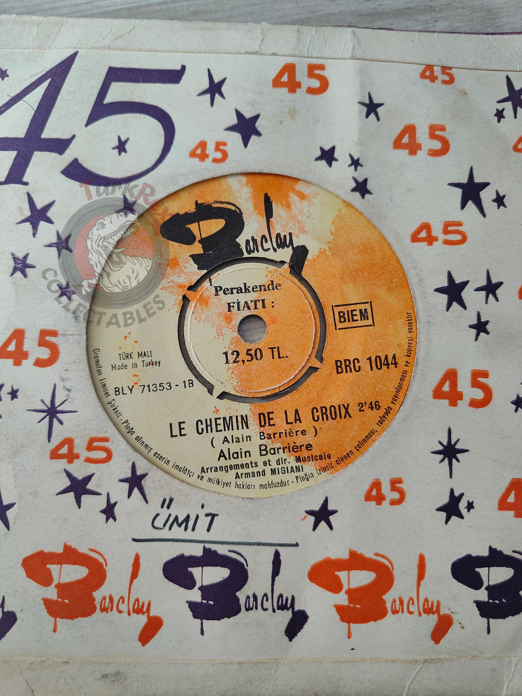 Alain Barrière – Ce Qu'il Reste Dans Ta Vie 7" Turkish Pressing Vinyl Turkey Edition