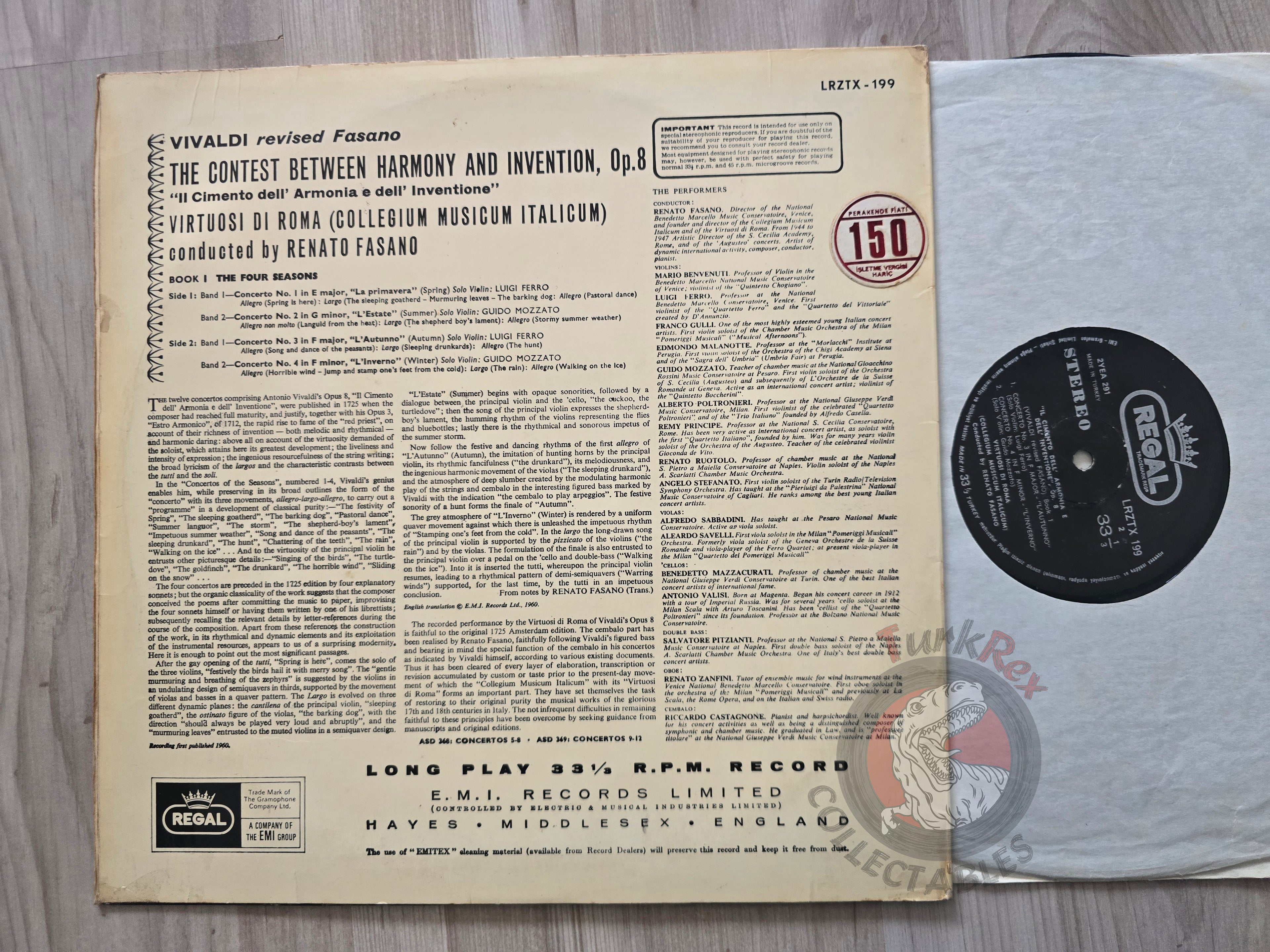 Vivaldi / Renato Fasano – The Four Seasons Turkish Pressing Vinyl Turkey Edition