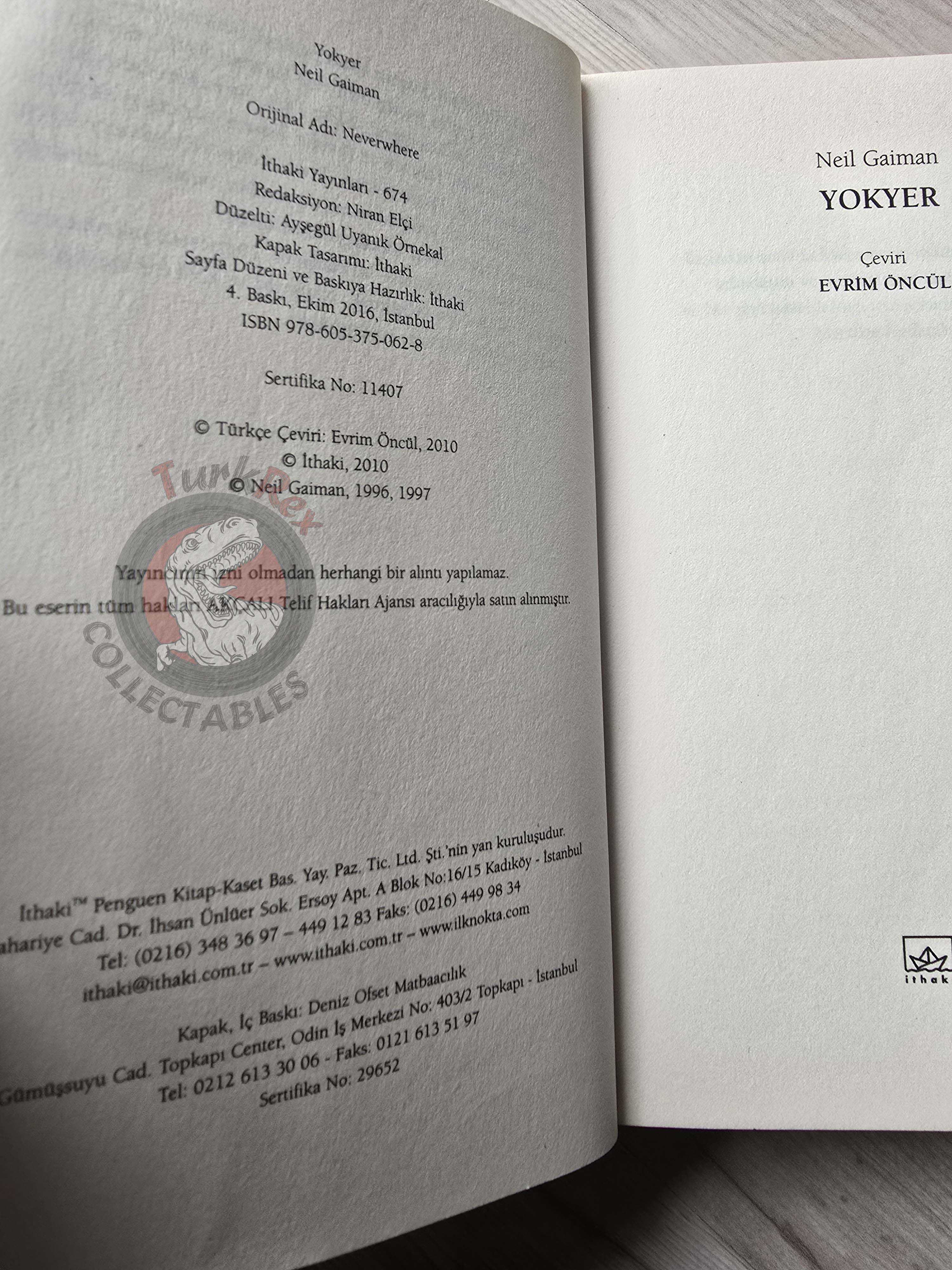 Neil Gaiman – Neverwhere 2016 Turkish Book Turkey