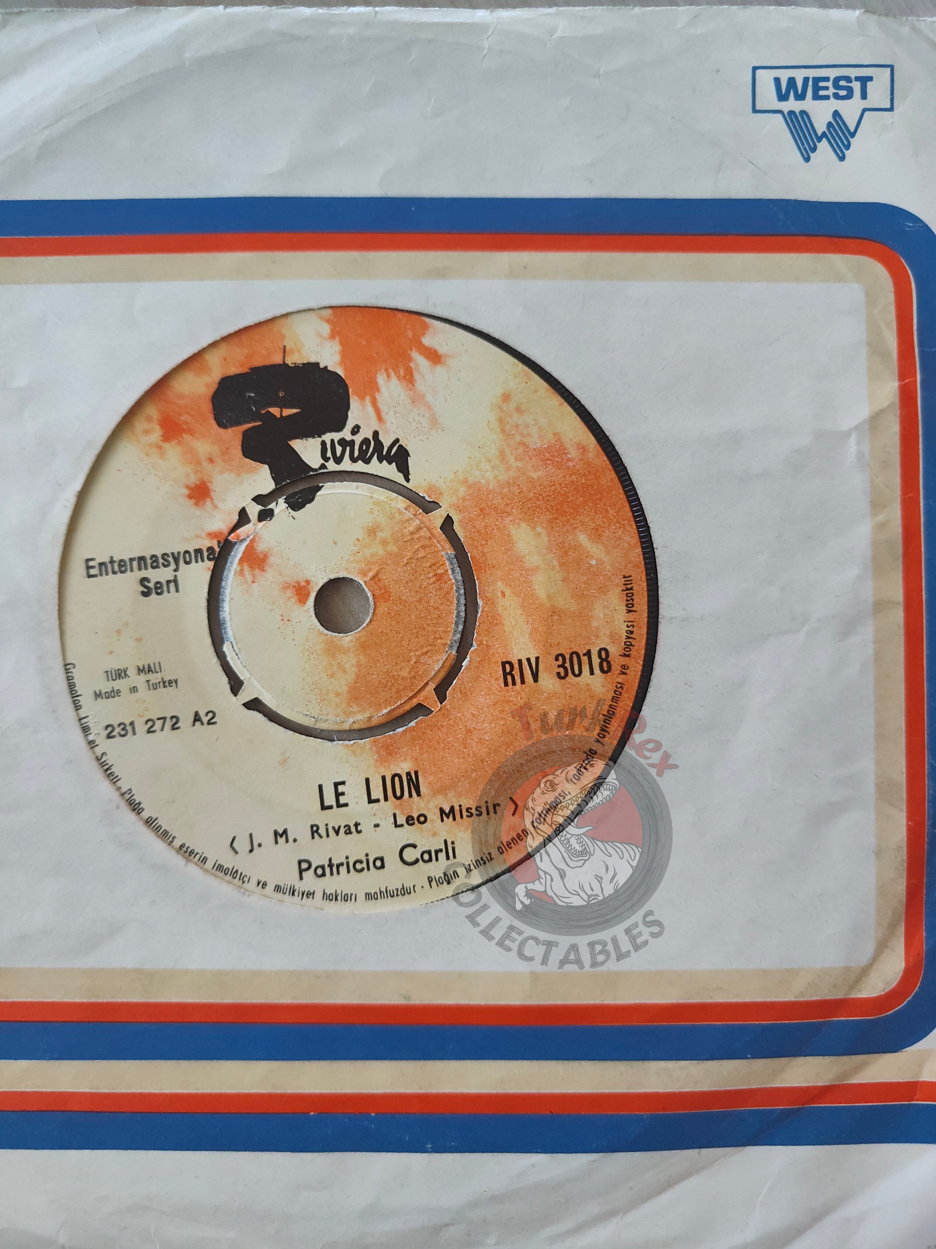 Patricia Carli – Toi / Le Lion 7" Turkish Pressing Vinyl Turkey Edition