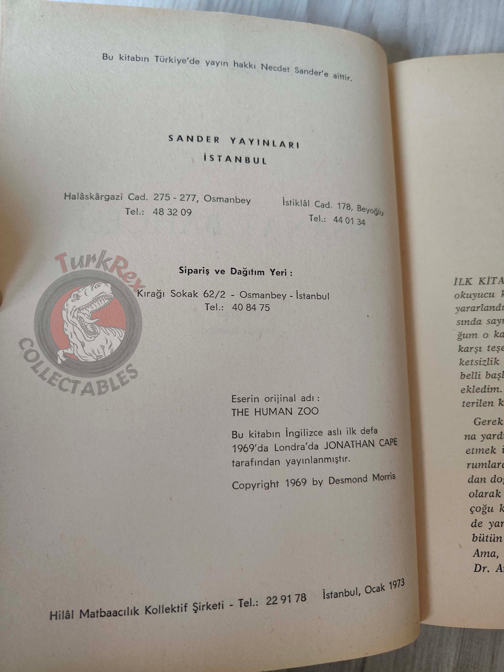 Desmond Morris – The Human Zoo 1973 1st Turkish Book Turkey