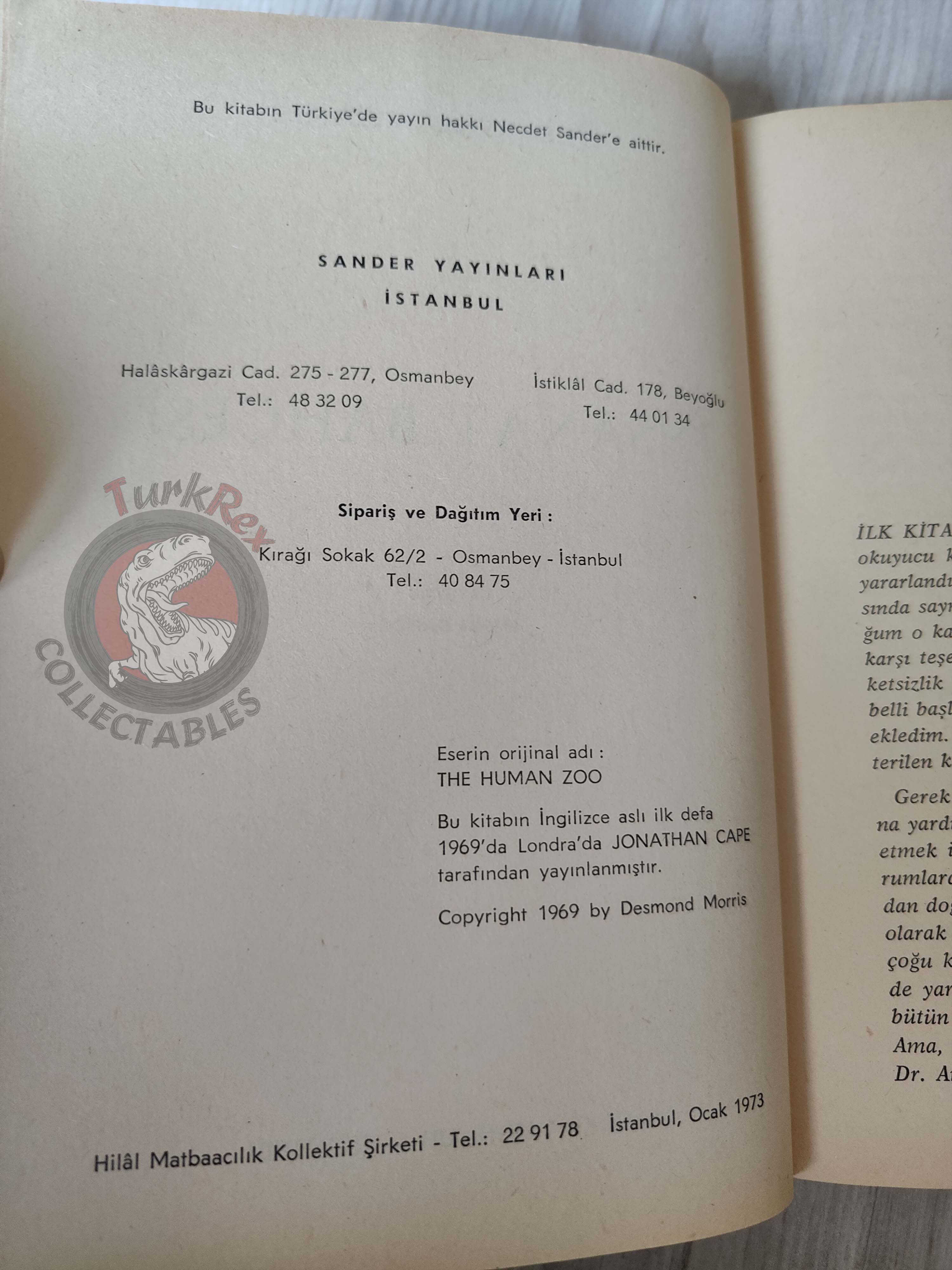 Desmond Morris – The Human Zoo 1973 1st Turkish Book Turkey