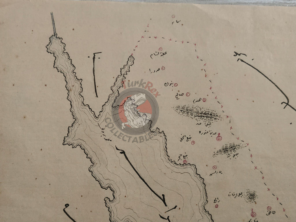 Ottoman Empire Hand-Drawn Map Hejaz Vilayet 1890s Manuscript Saudi Arabia Mecca Medina