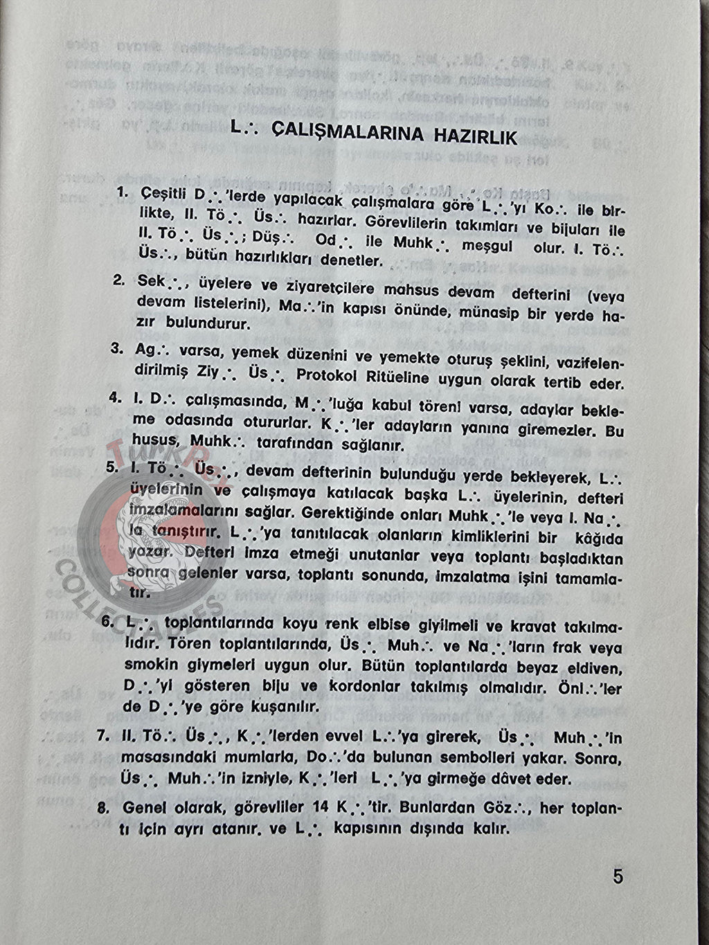 Turkish Freemasonry 1st Degree Ritual Apprentice 1982 Booklet Masonic Masons of Turkey