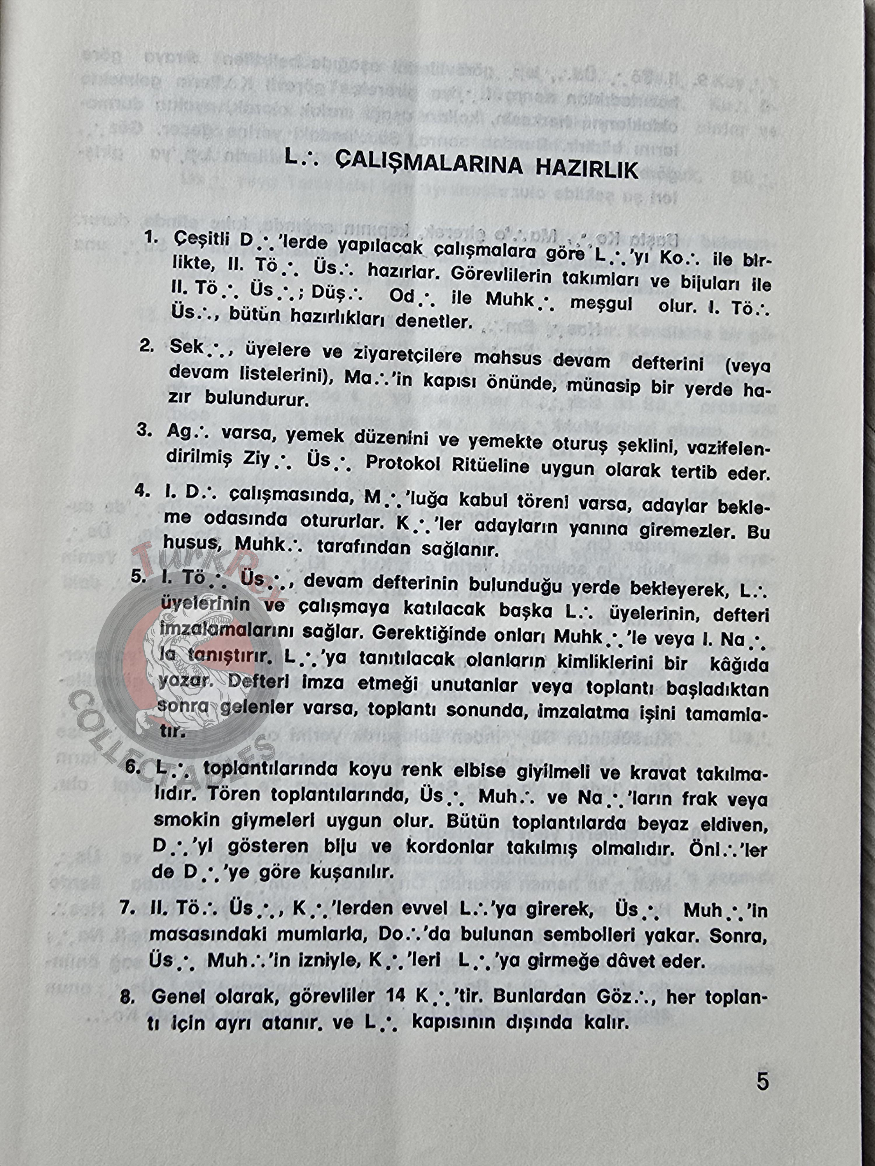 Turkish Freemasonry 1st Degree Ritual Apprentice 1982 Booklet Masonic Masons of Turkey