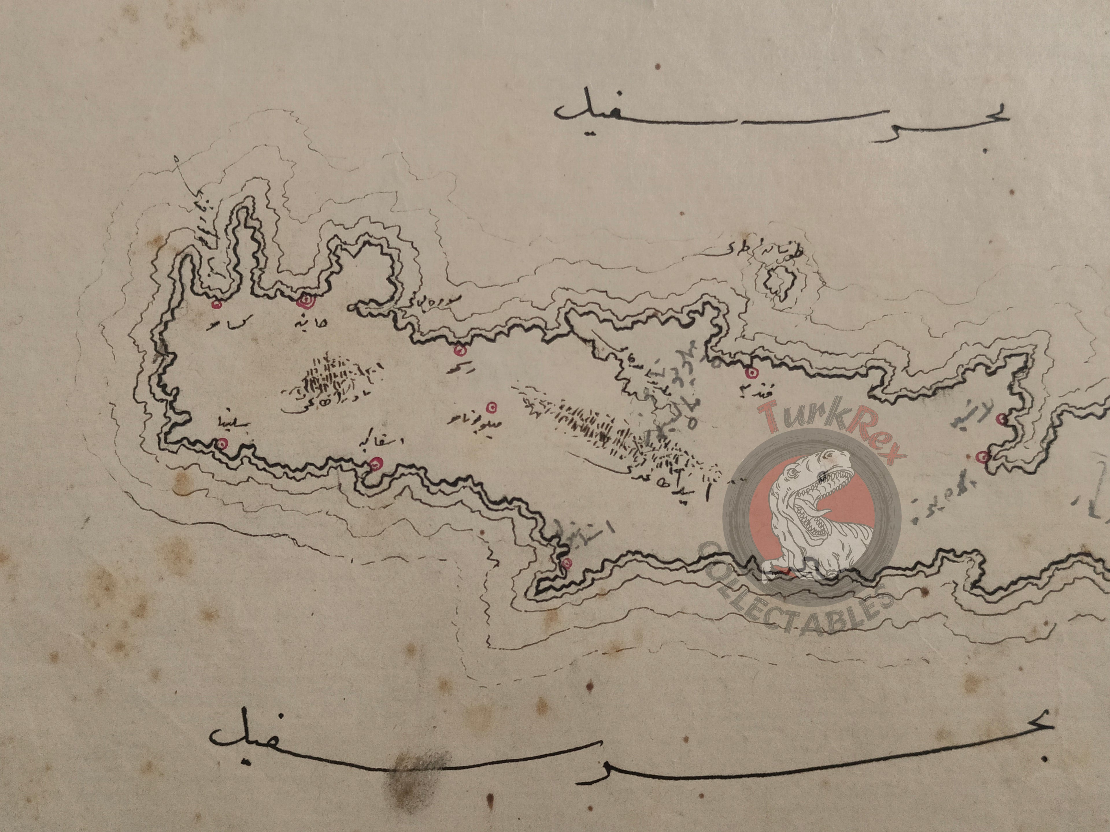 Ottoman Empire Hand-Drawn Map Crete Vilayet 1890s Manuscript Aegean Islands