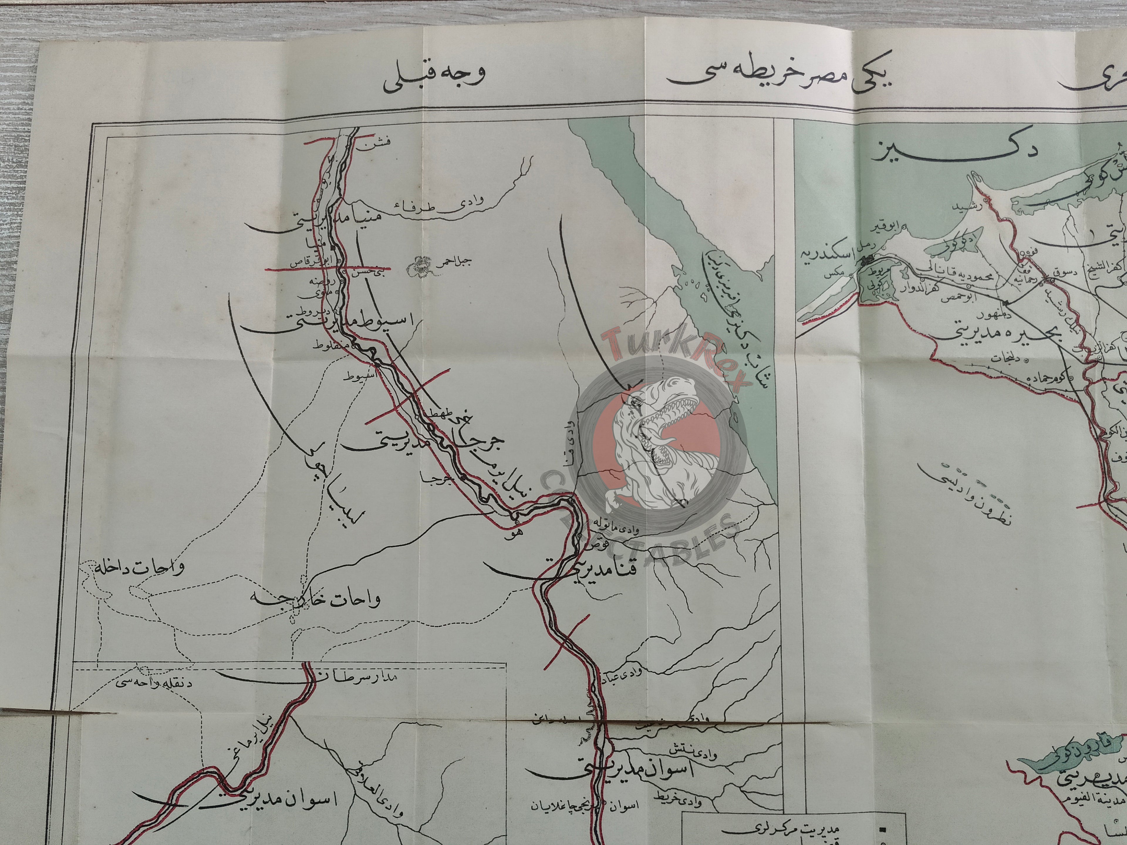 Egypt 1924 Ottoman Script Map Rıza Nur Africa