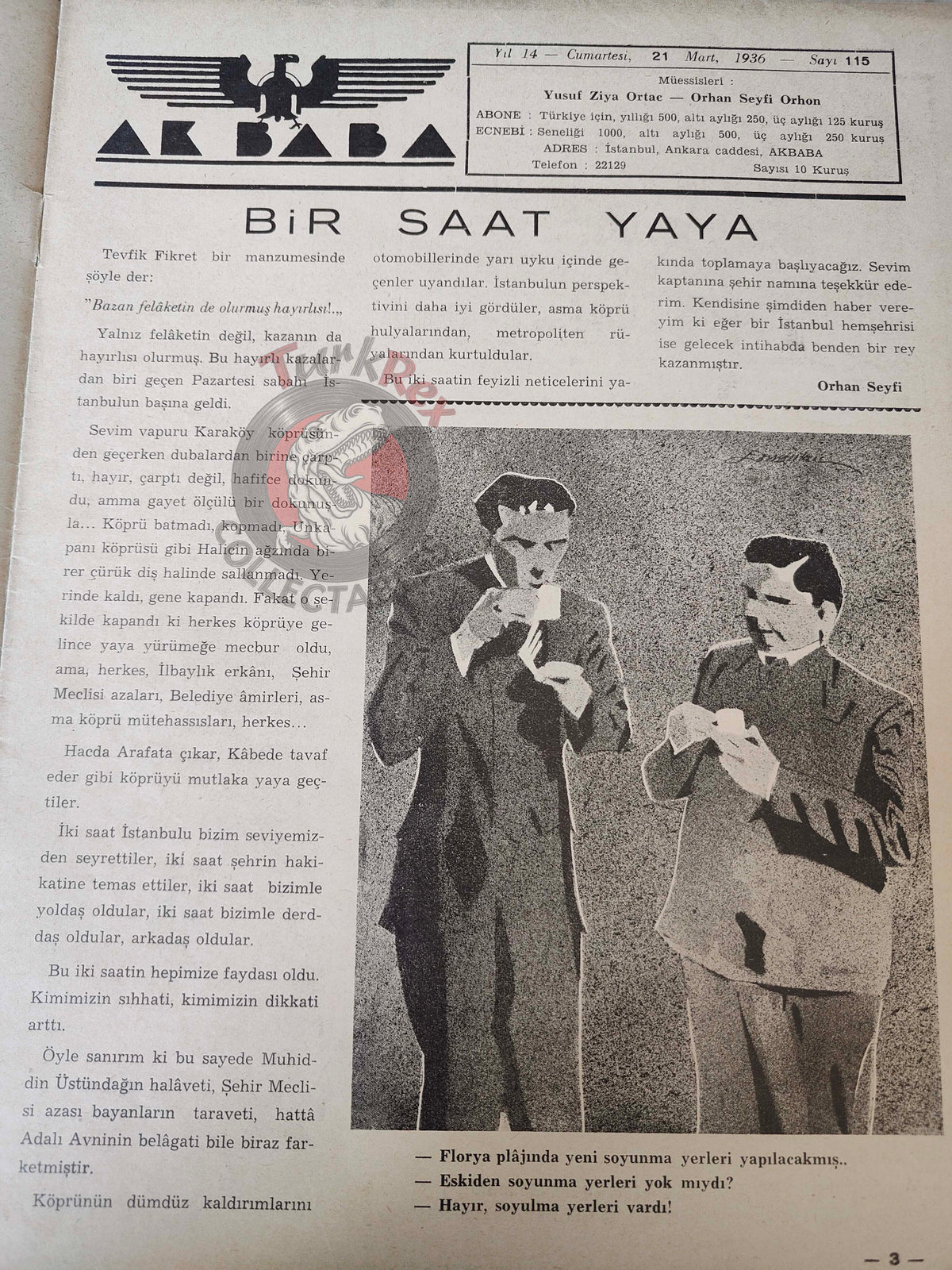Akbaba 1936 Humor Magazine Turkish Turkey The Trumpet of Israfil Hitler WW2 era War