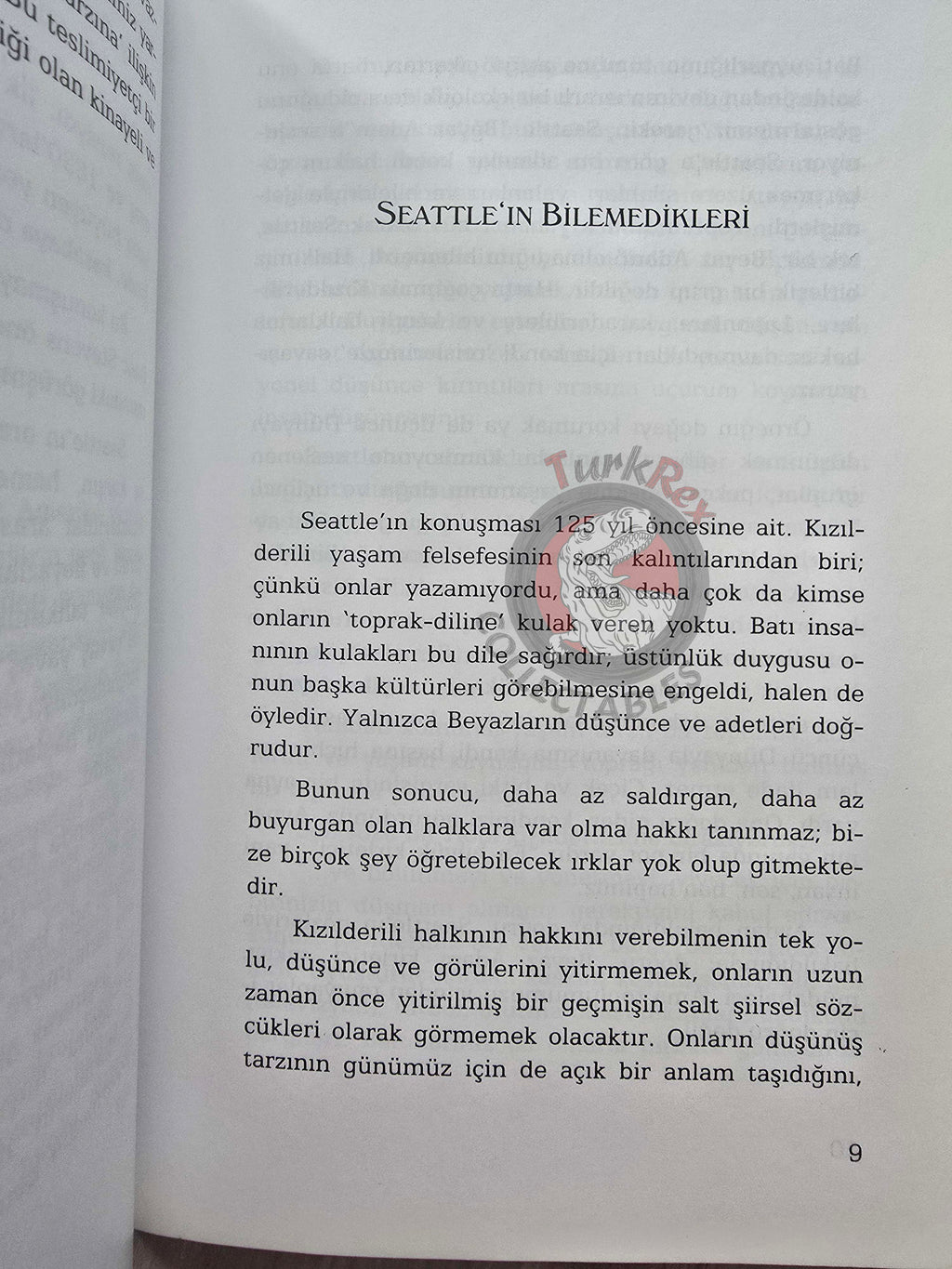 Chief Seattle's Speech 2000 Turkish Book Turkey