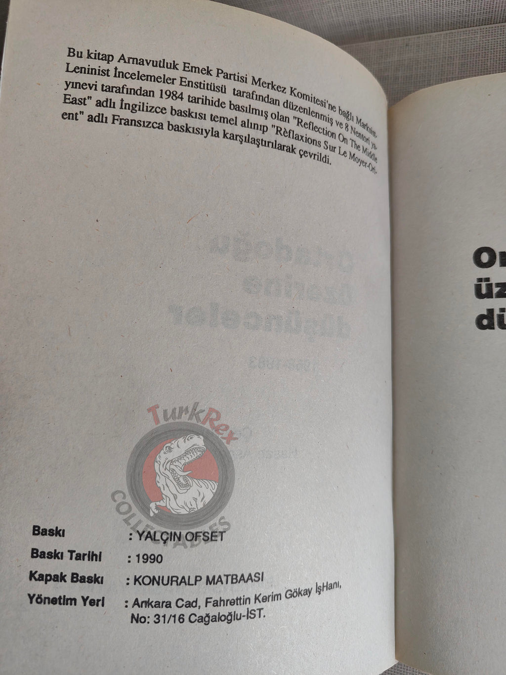 Enver Hoxha – Reflections on the Middle East 1990 1st Turkish Book Turkey Albania