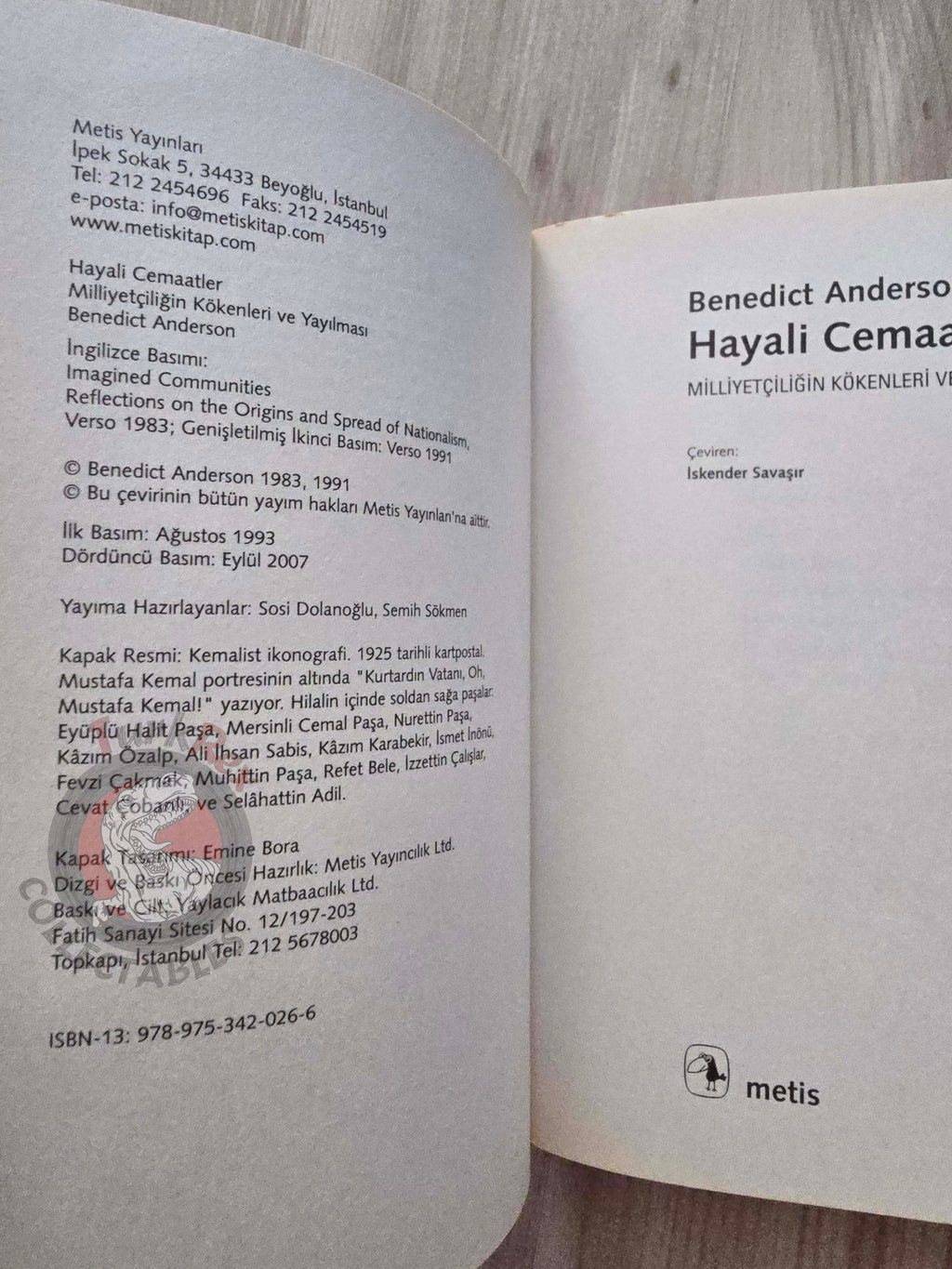 Benedict Anderson – Imagined Communities 2007 Turkish Book Turkey