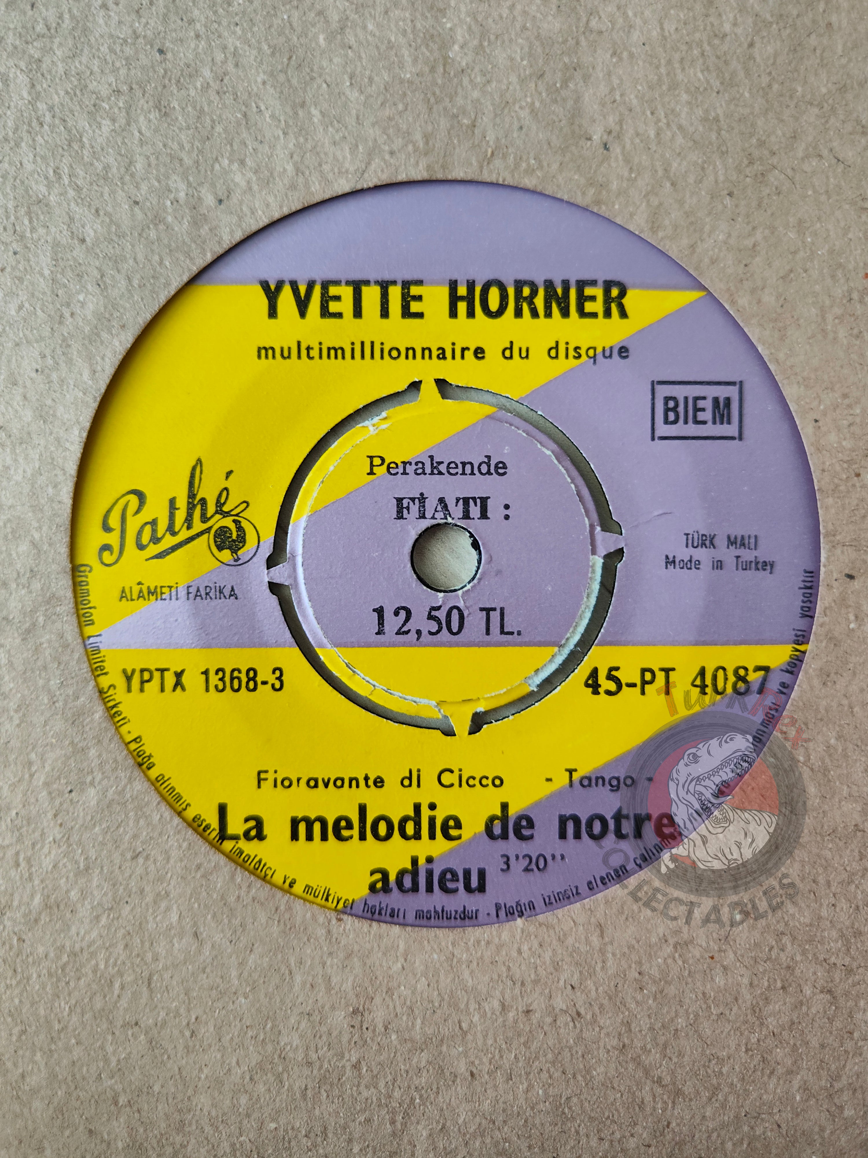 Yvette Horner  – La Mounaque 7" Turkish Pressing Vinyl Turkey Edition