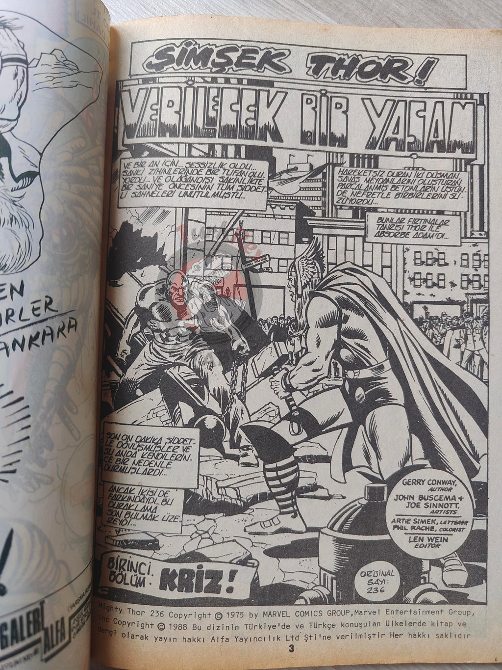 Thor #17 1988 Turkish Comic Turkey The Mighty Thor #236–238