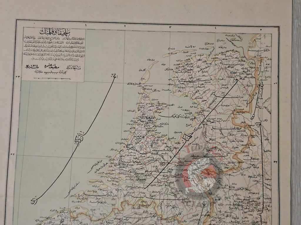 Netherlands and Belgium 1895 Ottoman Atlas Map Empire Holland