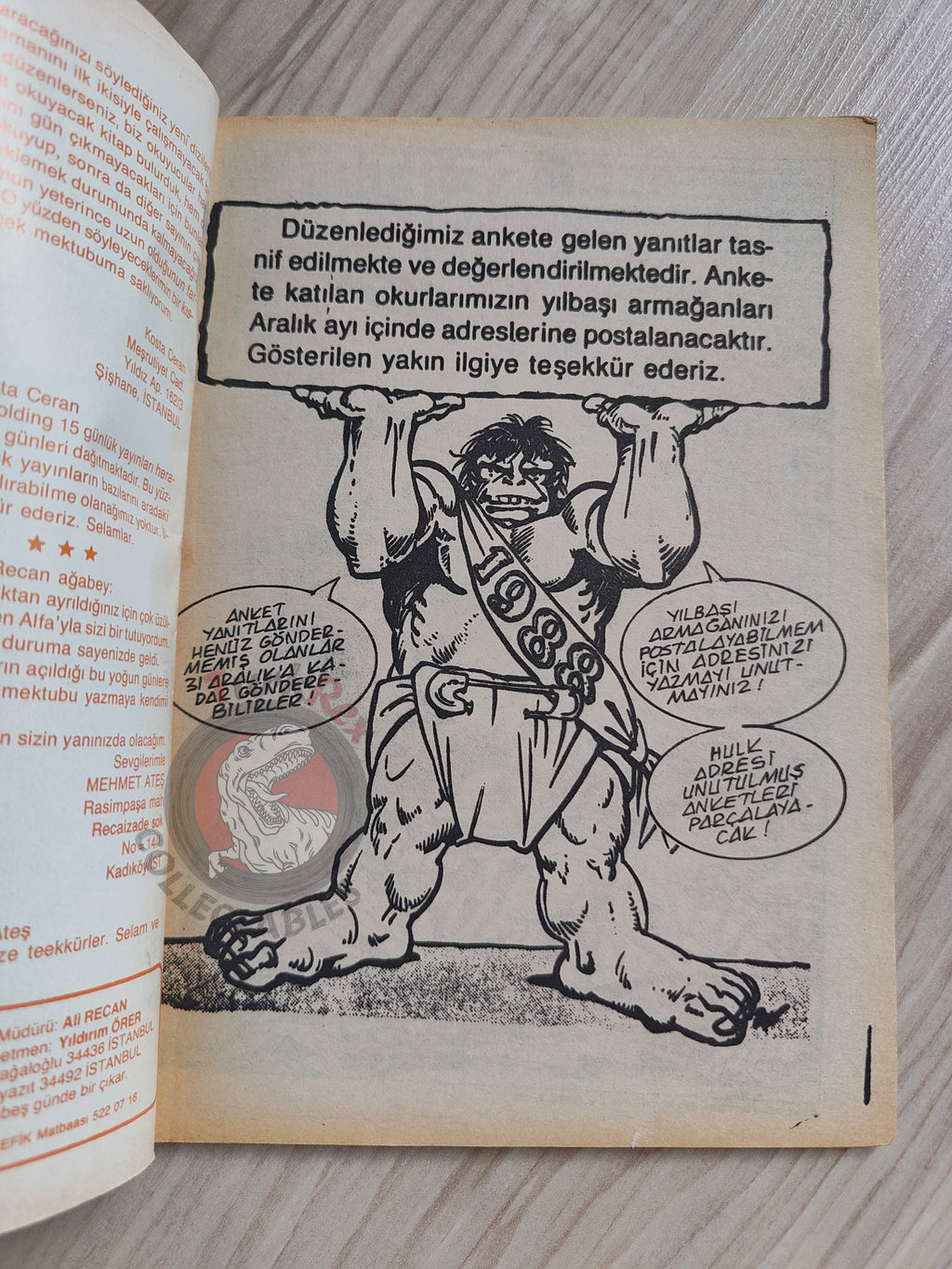 Hulk #5 1987 Turkish Comic Turkey cover #22 #132
