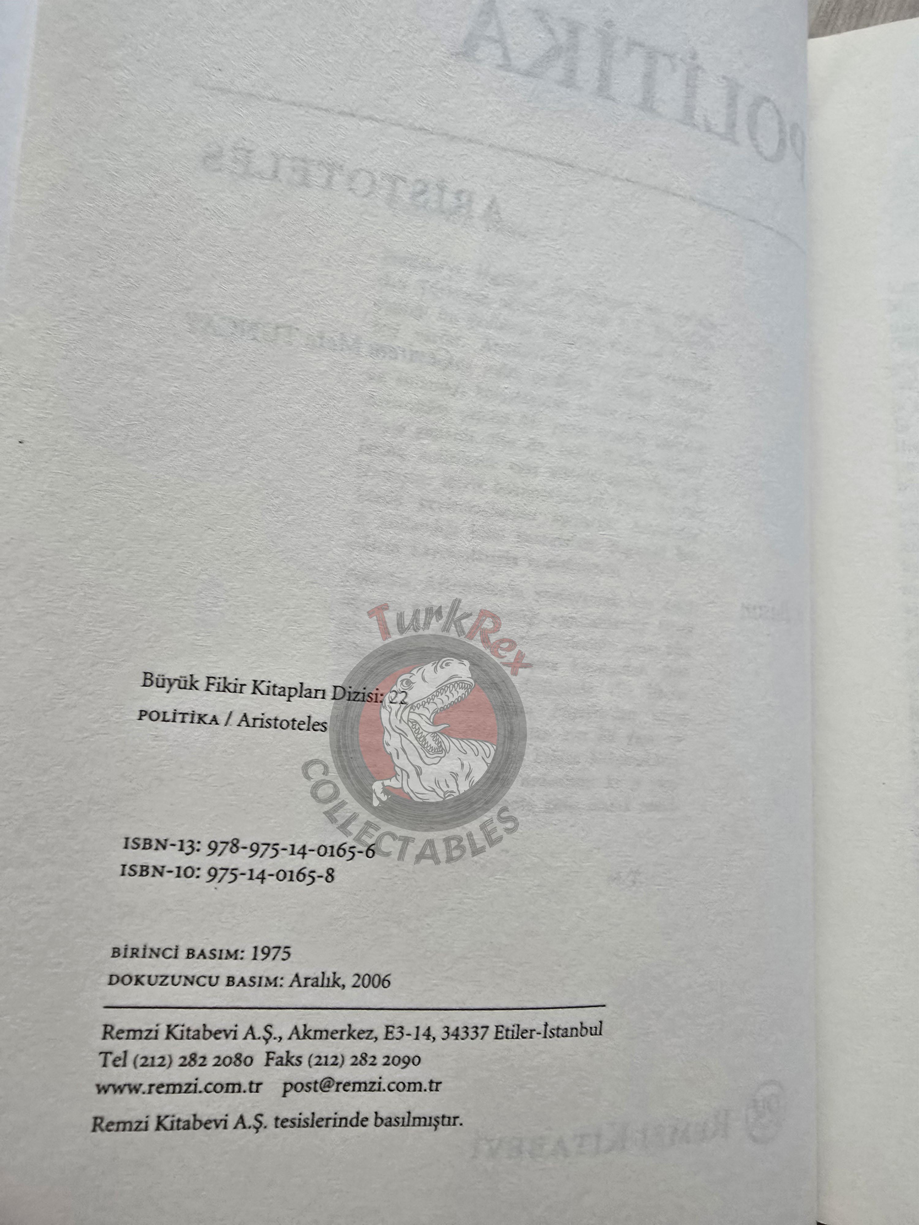 Aristotle – Politics 2006 Turkish Book Turkey