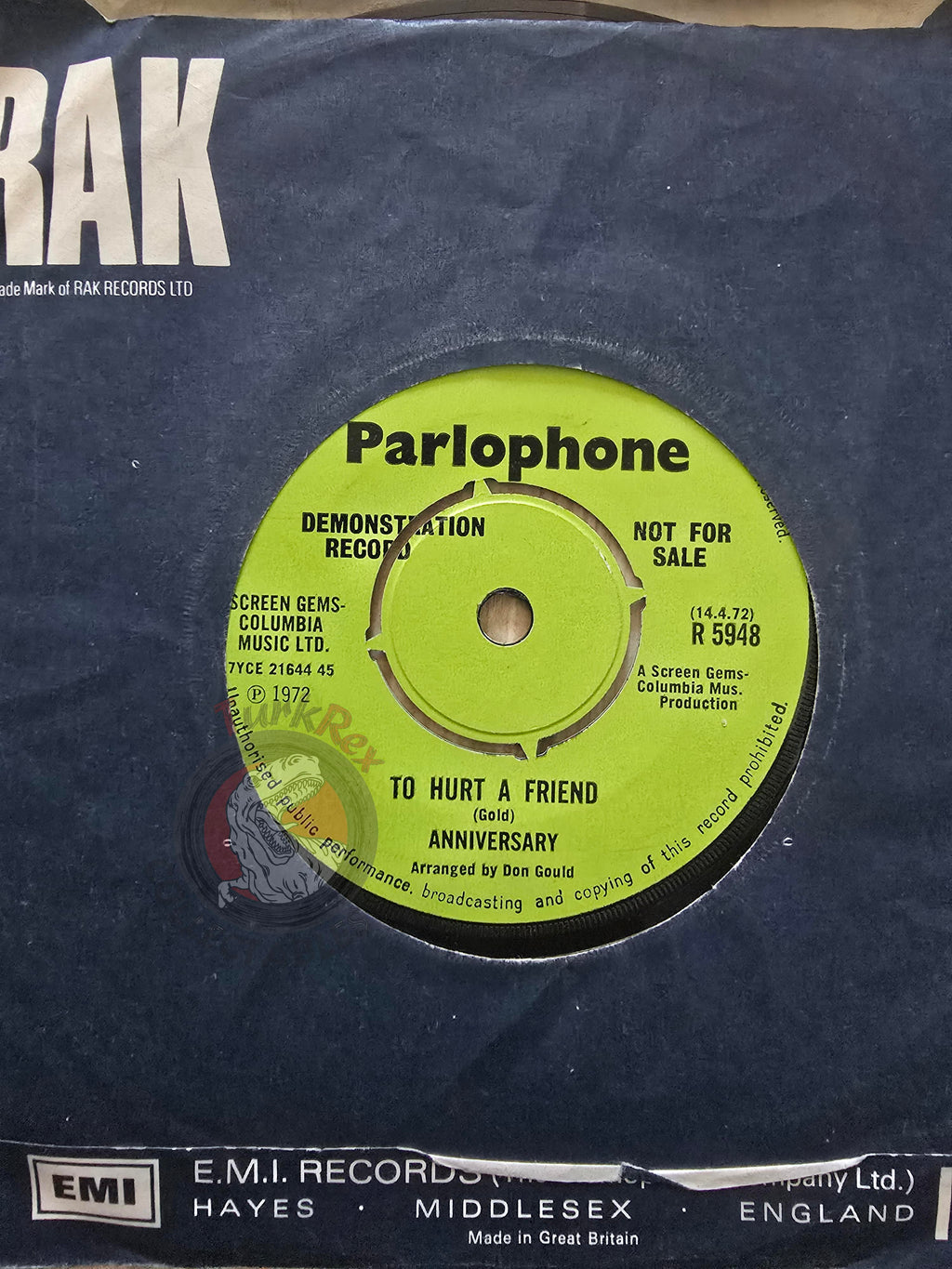 Anniversary – Jo Jo / To Hurt A Friend 7" Promo UK Pressing Vinyl