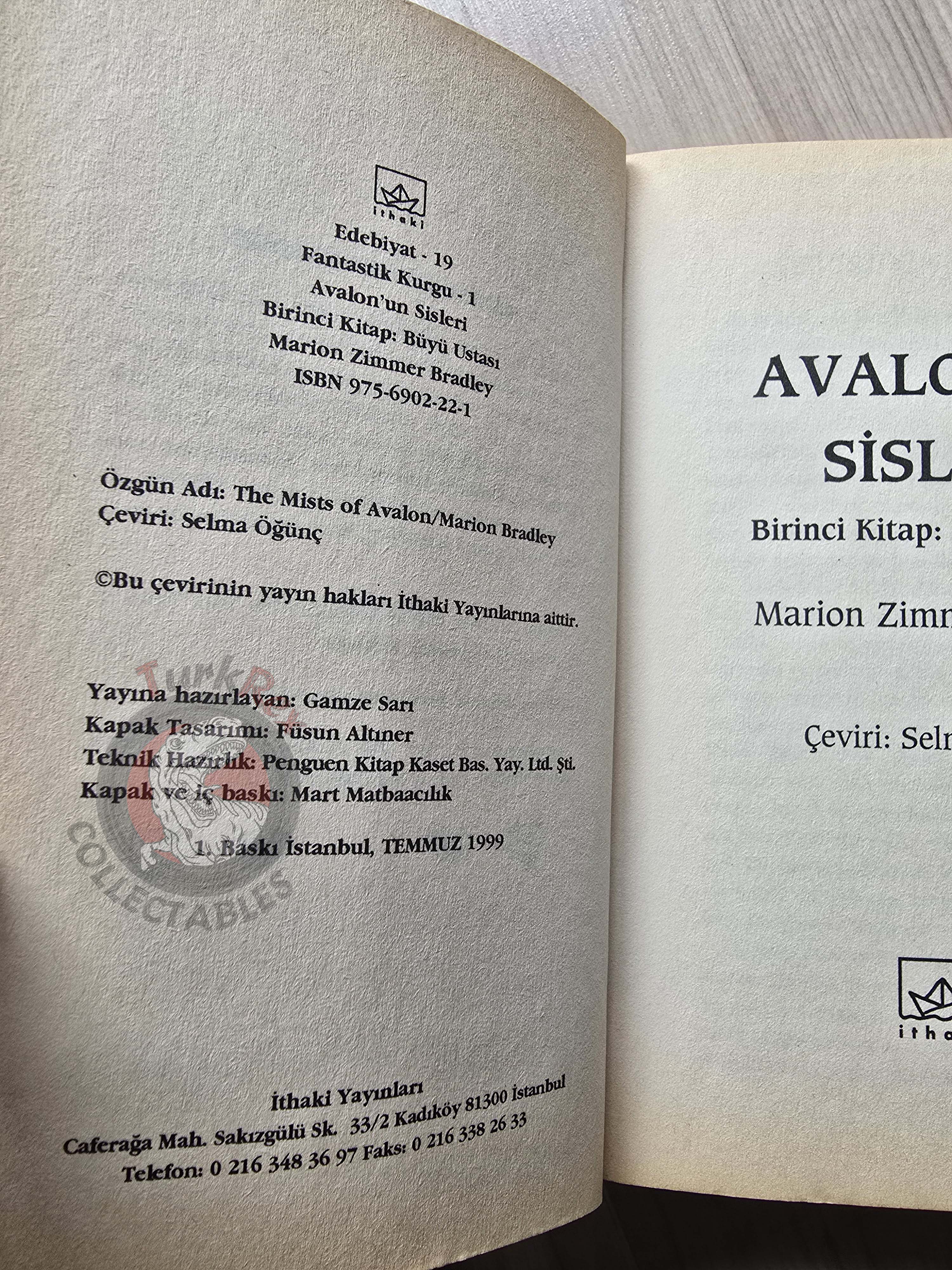 Marion Zimmer Bradley  – The Mists of Avalon 1999 1st Turkish Book Turkey