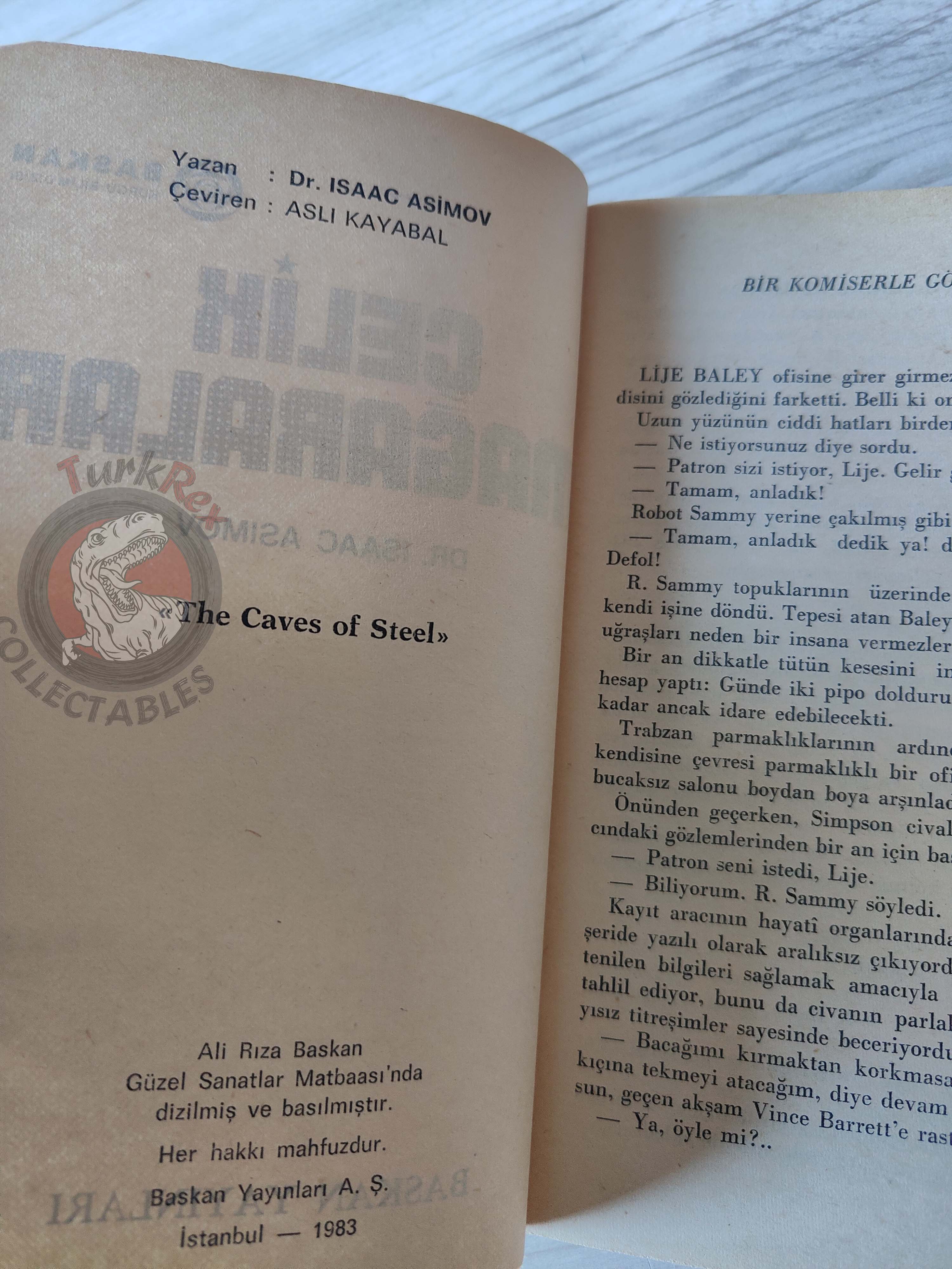 Isaac Asimov – The Caves of Steel 1983 1st Turkish Book Turkey