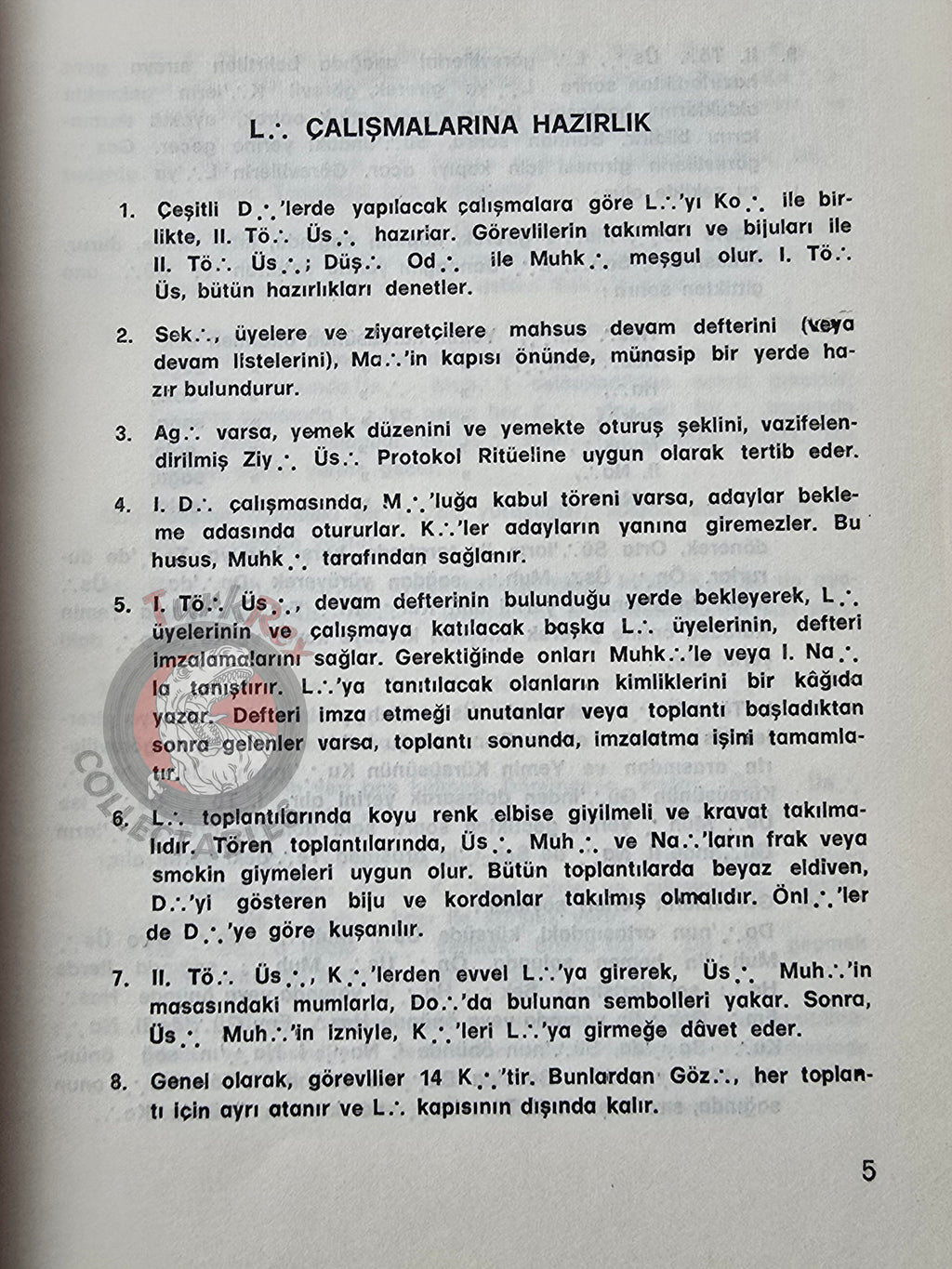 Turkish Freemasonry 1st Degree Ritual Apprentice 1986 Booklet Masonic Masons of Turkey