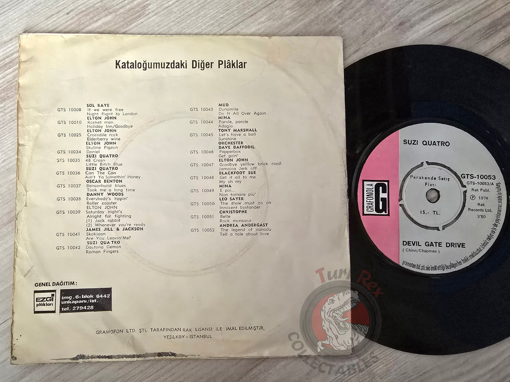 Suzi Quatro – Devil Gate Drive 7" Turkish Pressing Vinyl Turkey Edition 1