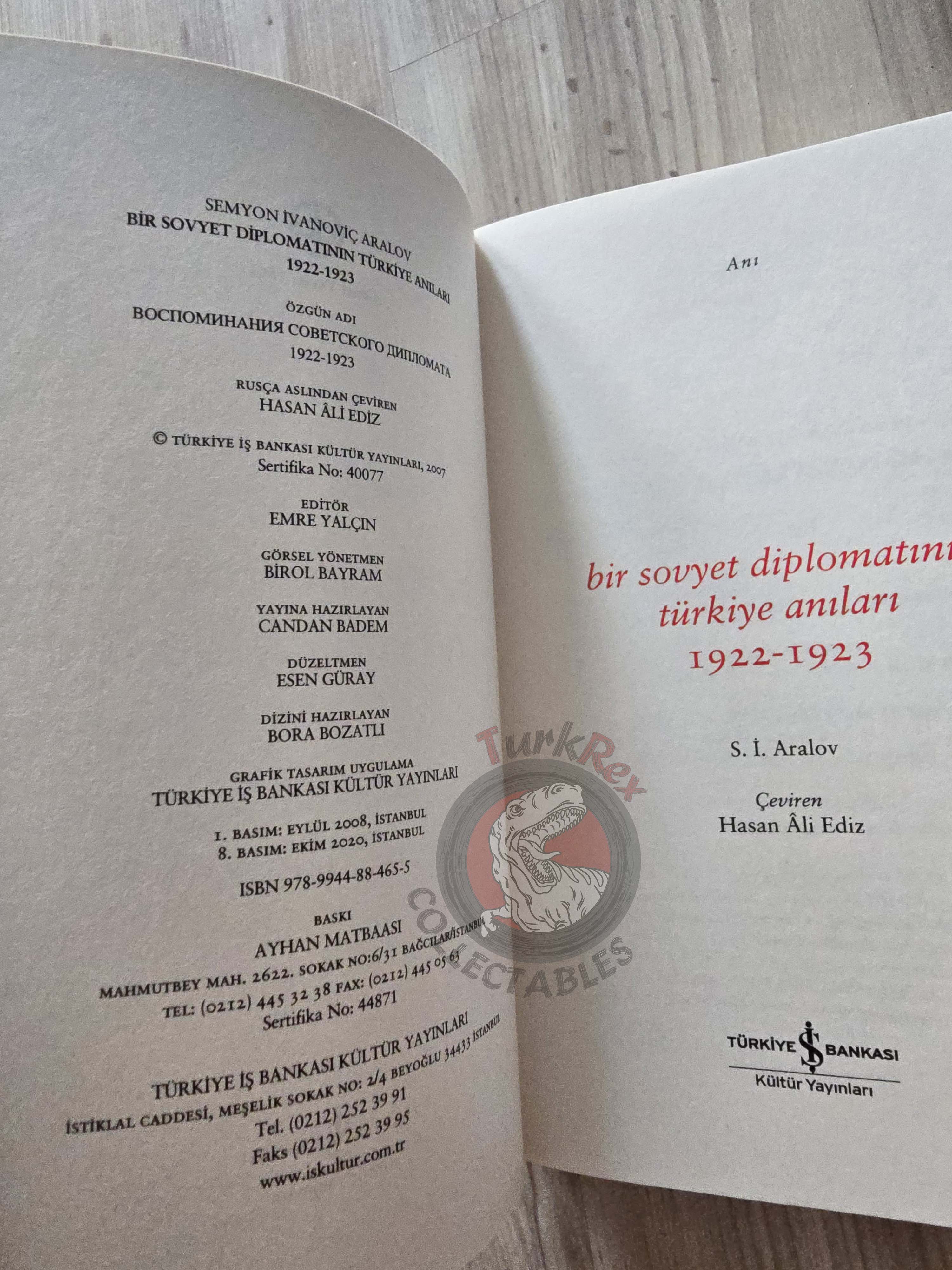 Semyon İvanoviç Aralov – Memoirs of a Soviet Diplomat in Turkey 2020 Turkish Book Turkey