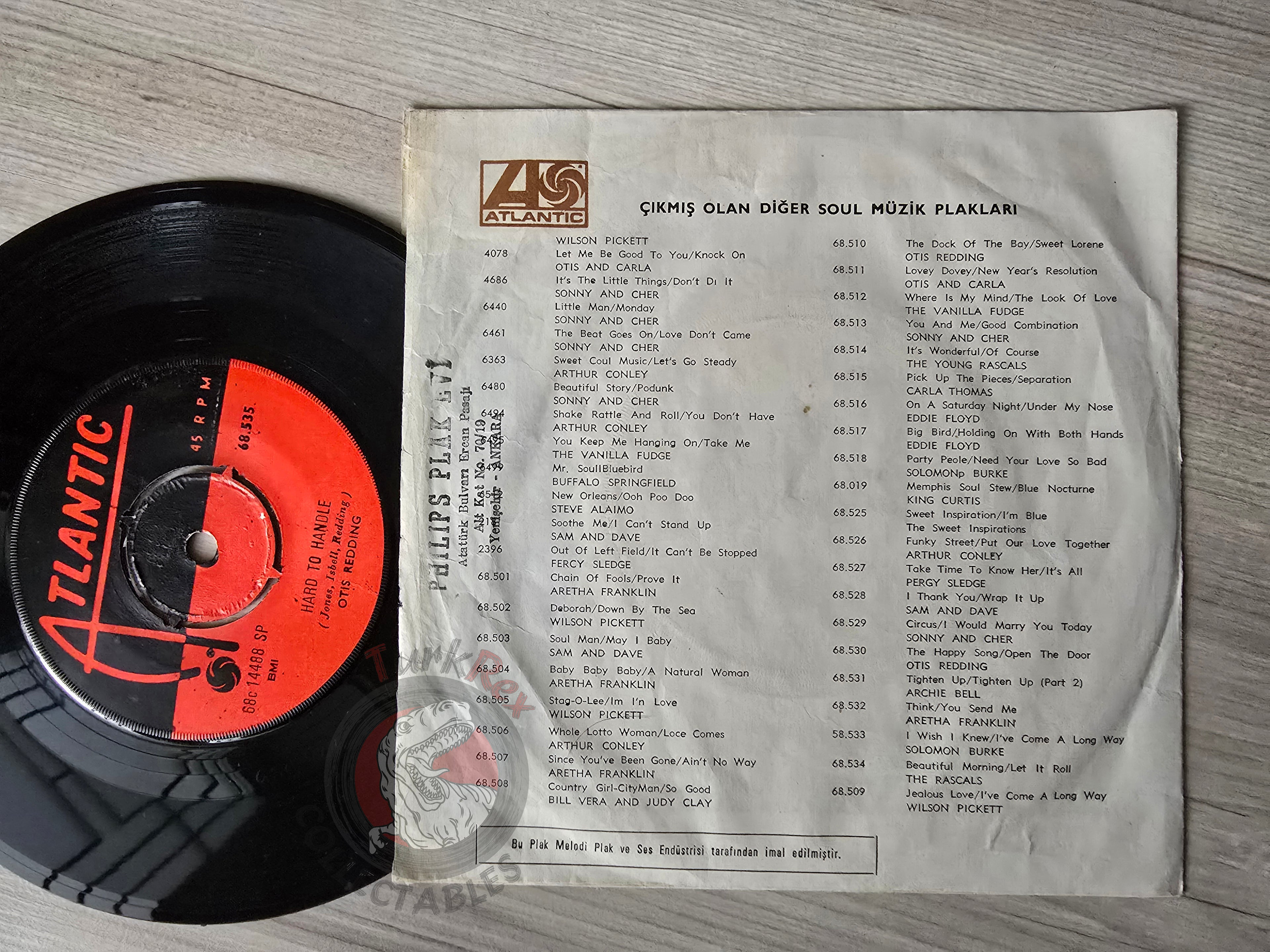 Otis Redding – Hard To Handle / Amen 7" Turkish Pressing Vinyl Turkey Edition