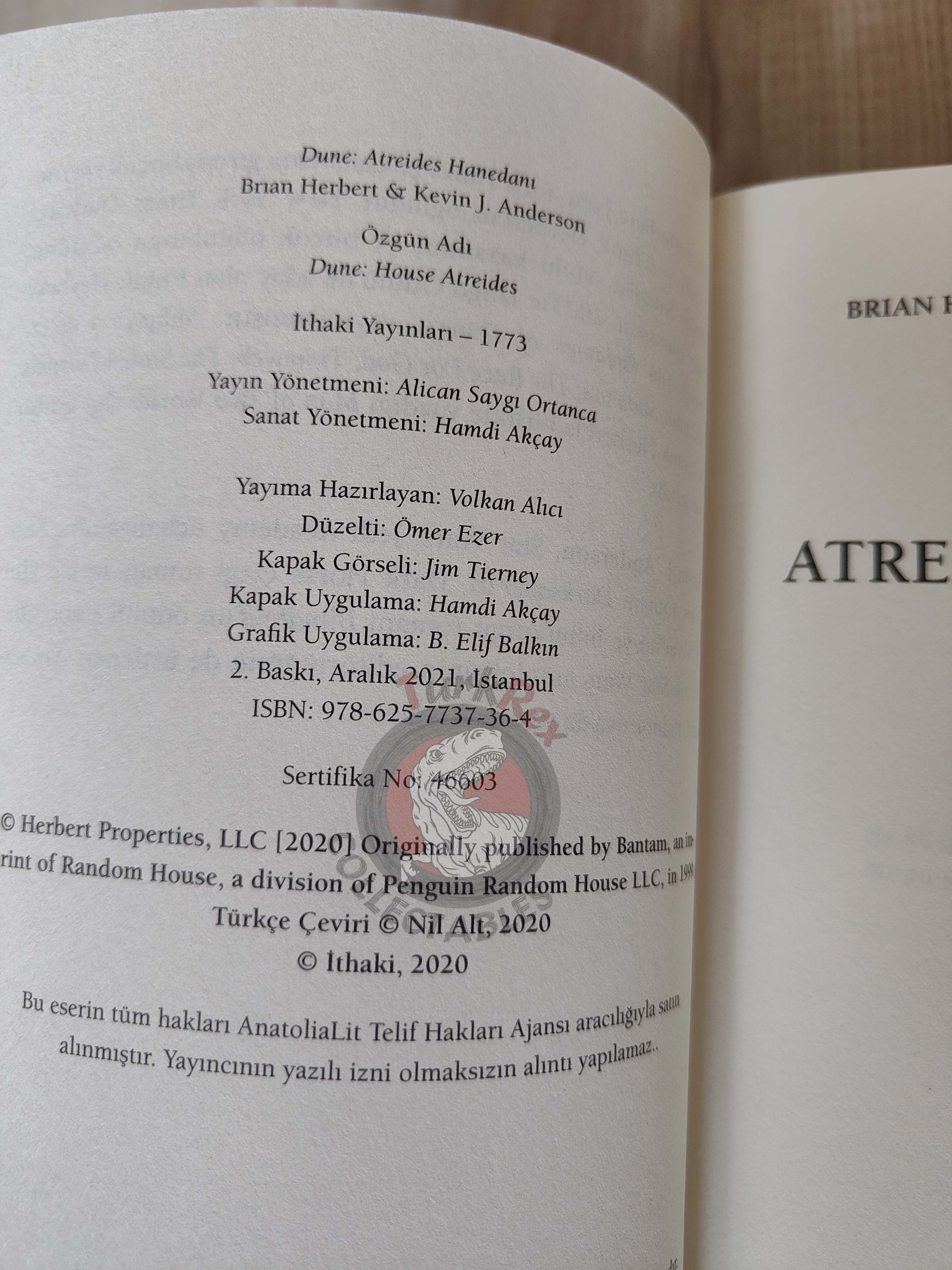 Brian Herbert – Dune House Atreides Turkish Book Turkey Prequel Trilogy
