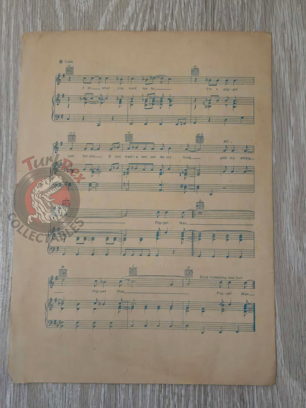 Tom Jones – Puppet Man Turkish Vintage Musical Notes Sheet Turkey